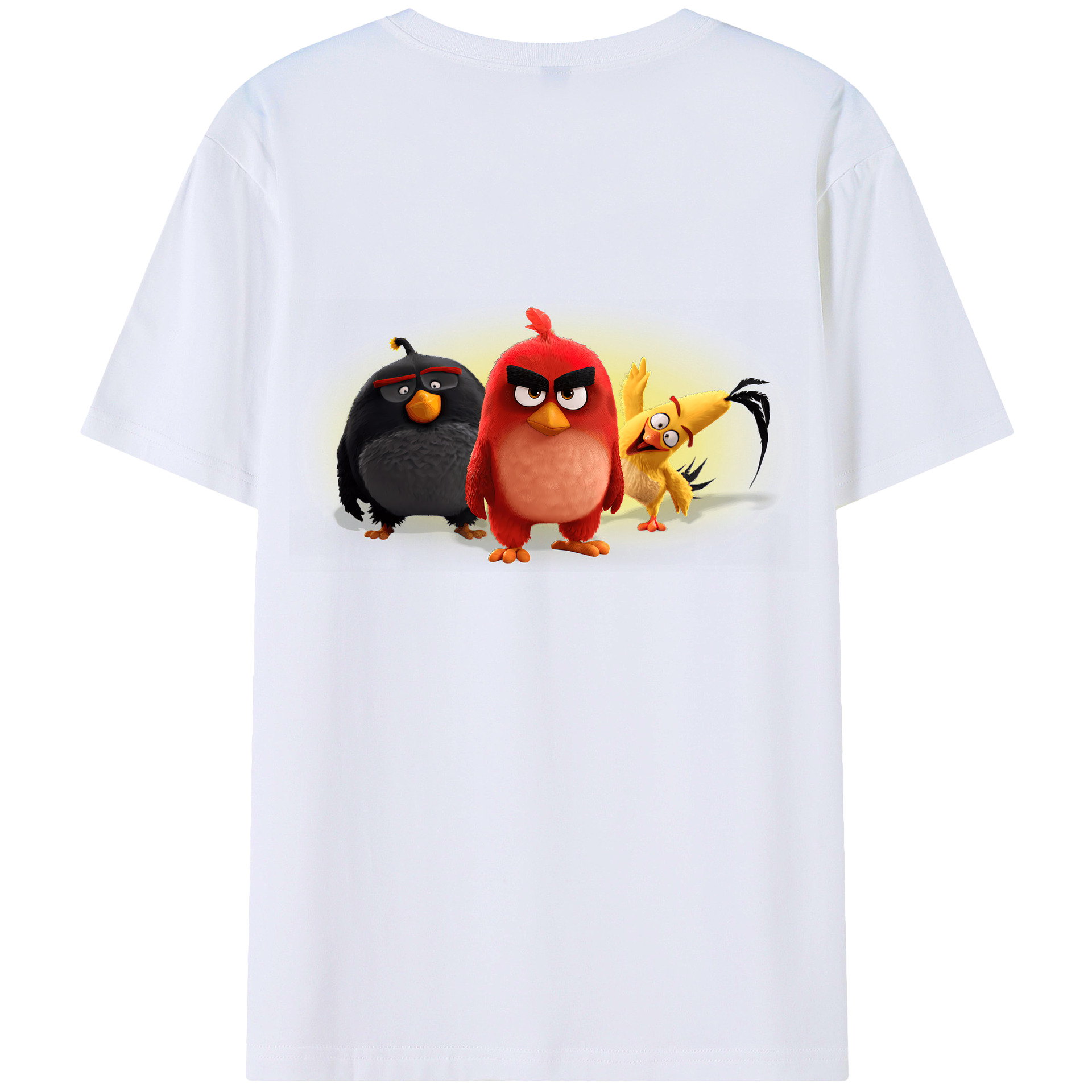 （画像用） Angry Birds アングリーバード 綿100％ メンズ半袖Tシャツ（バックプリント） 通気性
