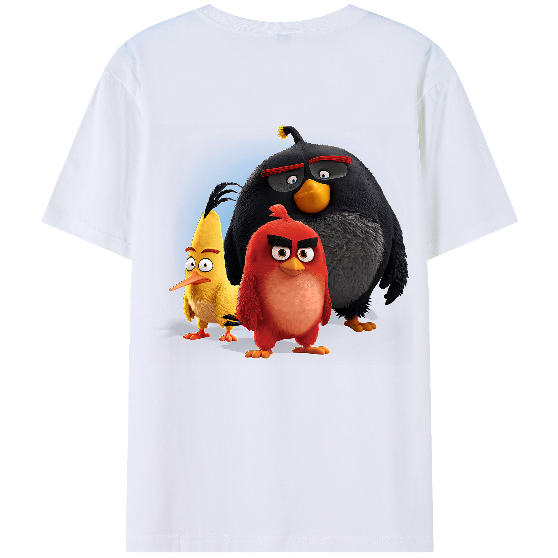 （画像用） Angry Birds アングリーバード 綿100％ メンズ半袖Tシャツ（バックプリント） 通気性
