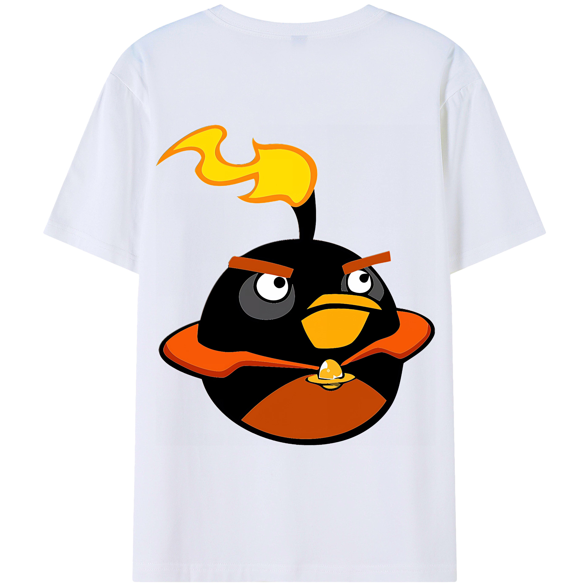 （画像用） Angry Birds アングリーバード 綿100％ メンズ半袖Tシャツ（バックプリント） 通気性