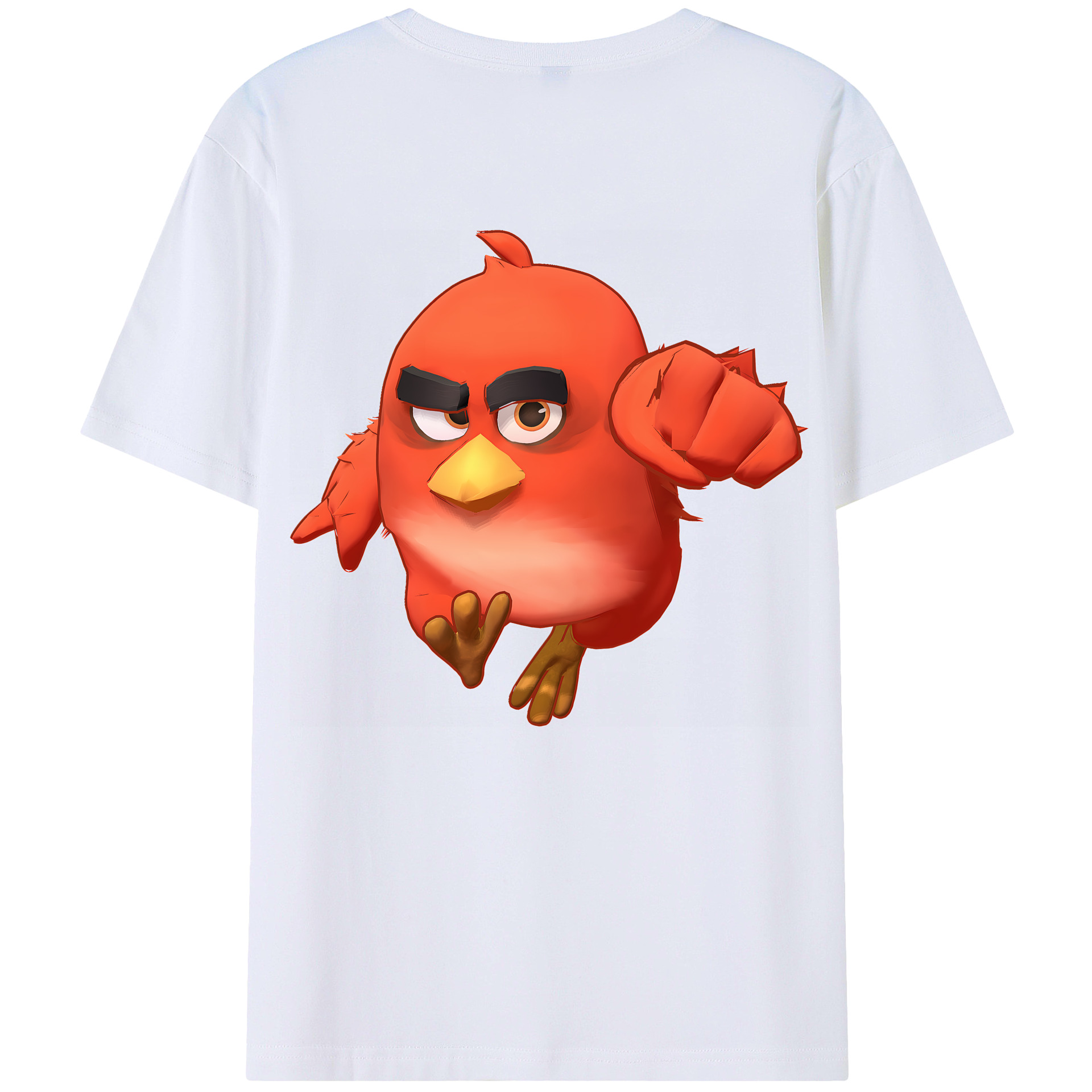 （画像用） Angry Birds アングリーバード 綿100％ メンズ半袖Tシャツ（バックプリント） 通気性