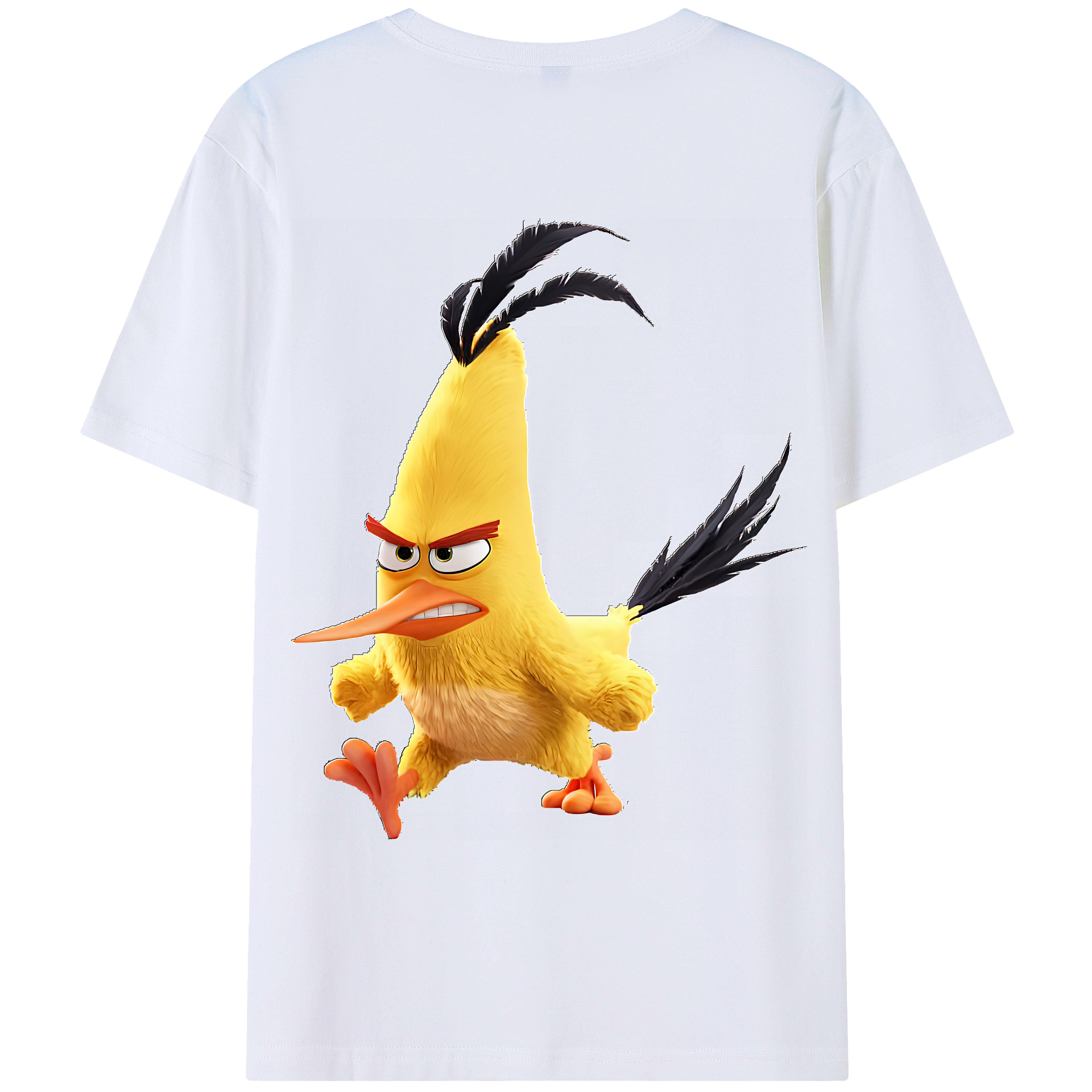 （画像用） Angry Birds アングリーバード 綿100％ メンズ半袖Tシャツ（バックプリント） 通気性