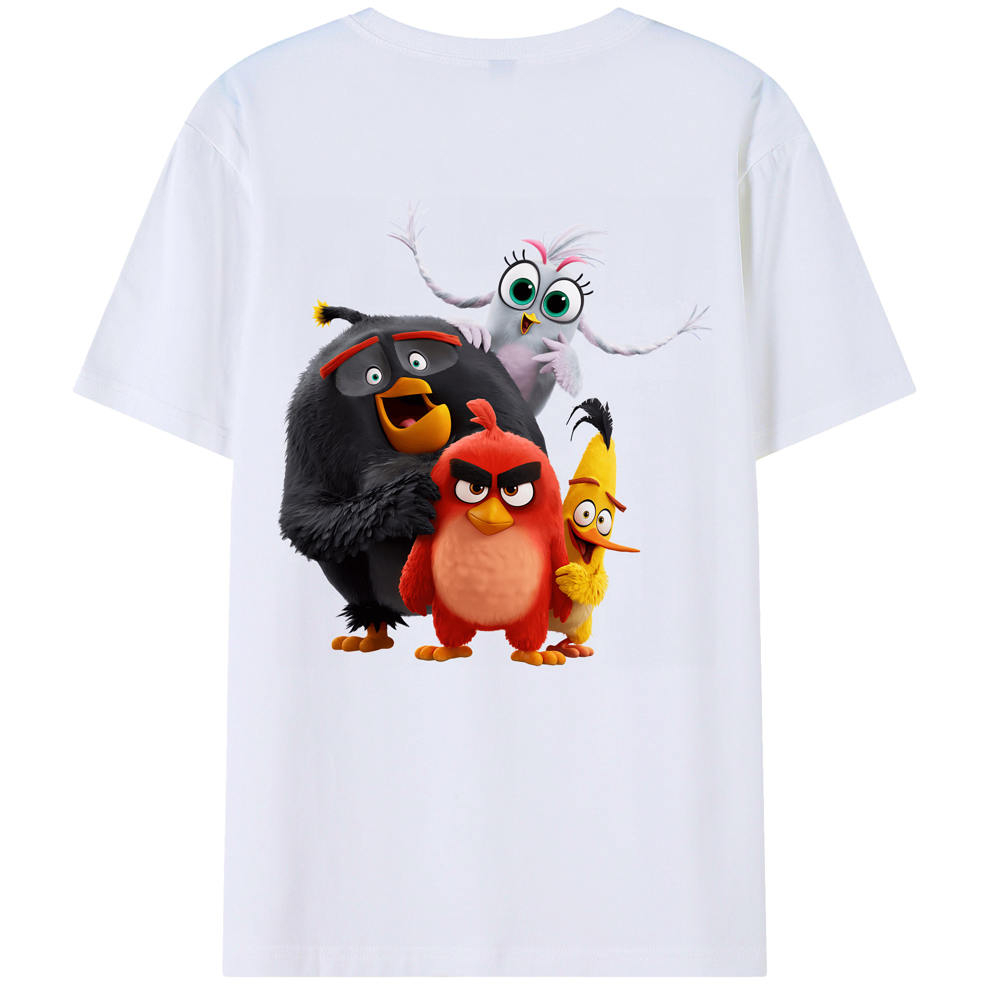 （画像用） Angry Birds アングリーバード 綿100％ メンズ半袖Tシャツ（バックプリント） 通気性