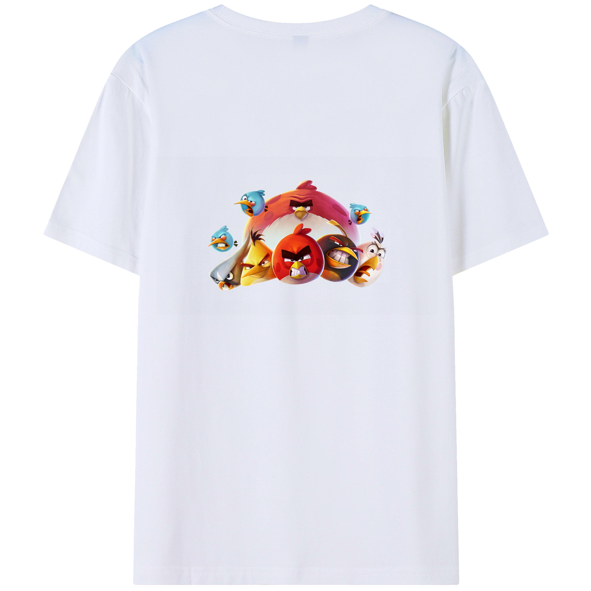 （画像用） Angry Birds アングリーバード 綿100％ メンズ半袖Tシャツ（バックプリント） 通気性