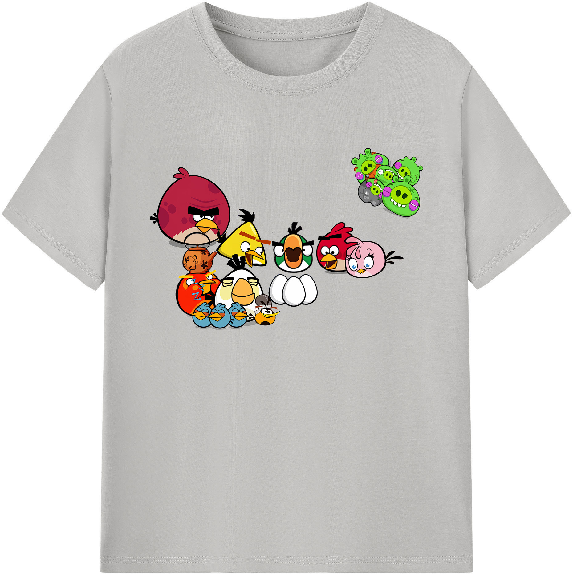 （画像用） Angry Birds アングリーバード 綿100％ メンズ半袖Tシャツ｜肌触りやわらか＆通気性