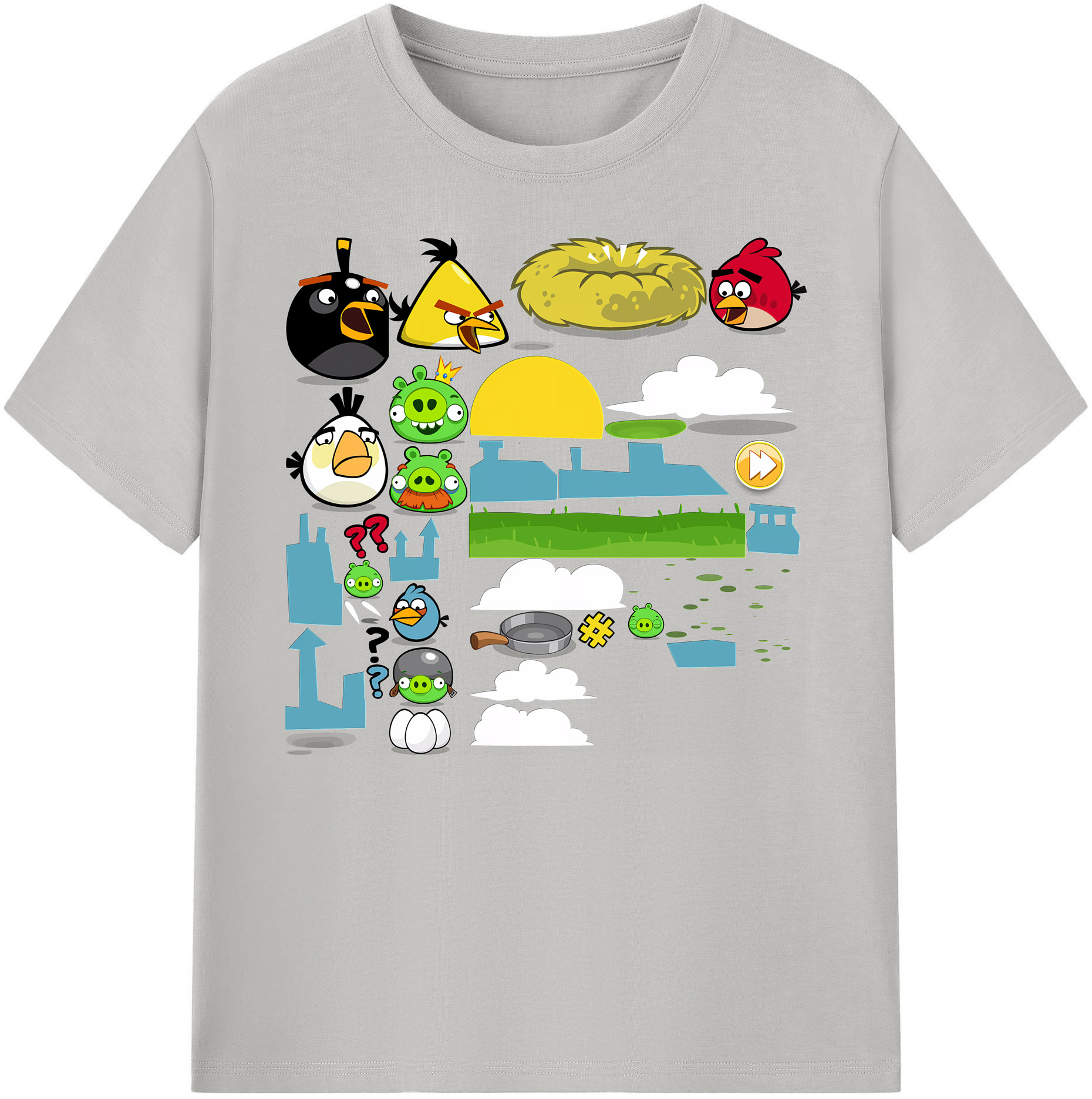 （画像用） Angry Birds アングリーバード 綿100％ メンズ半袖Tシャツ｜肌触りやわらか＆通気性