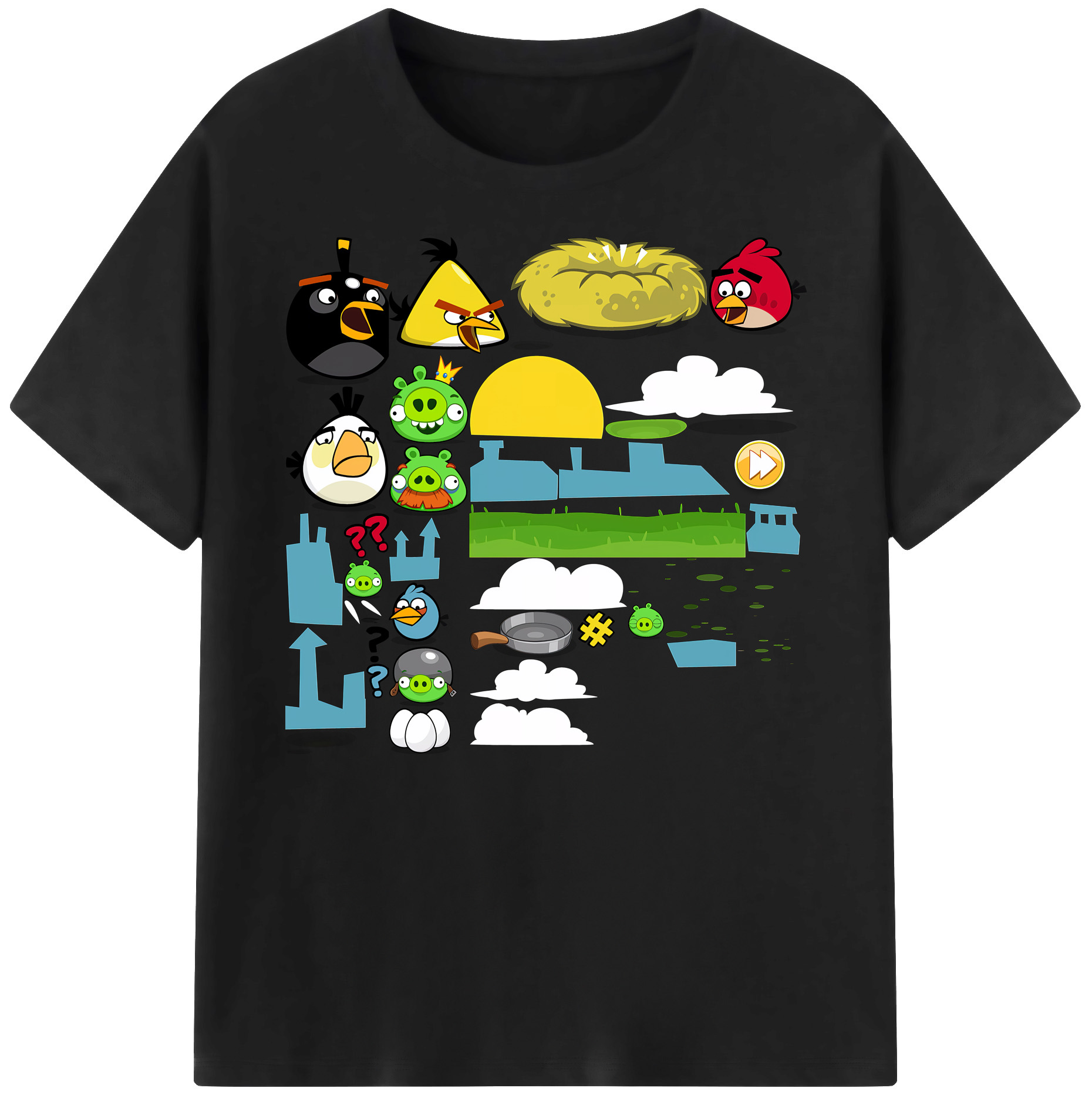 （画像用） Angry Birds アングリーバード 綿100％ メンズ半袖Tシャツ｜肌触りやわらか＆通気性