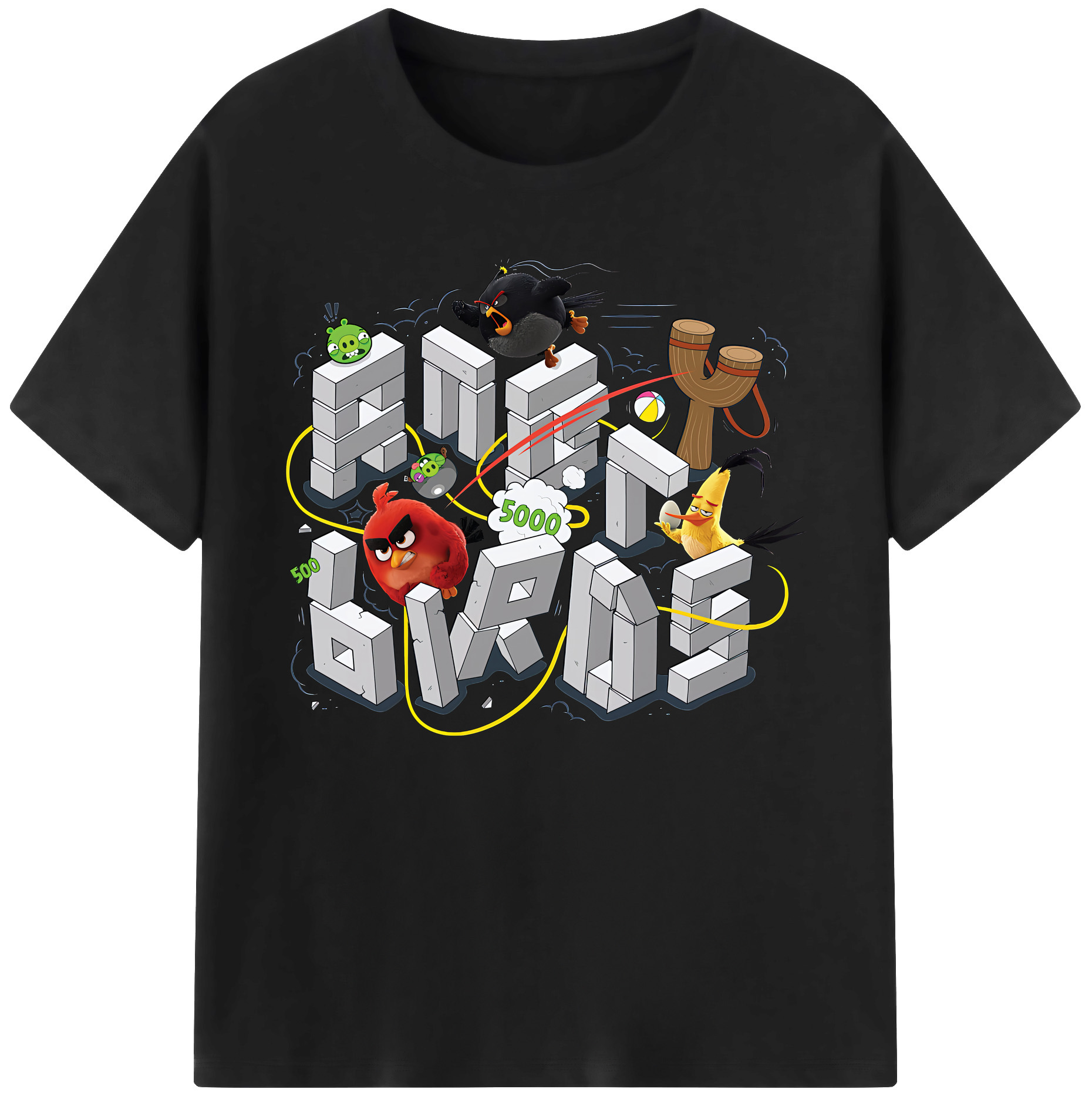 （画像用） Angry Birds アングリーバード 綿100％ メンズ半袖Tシャツ｜肌触りやわらか＆通気性
