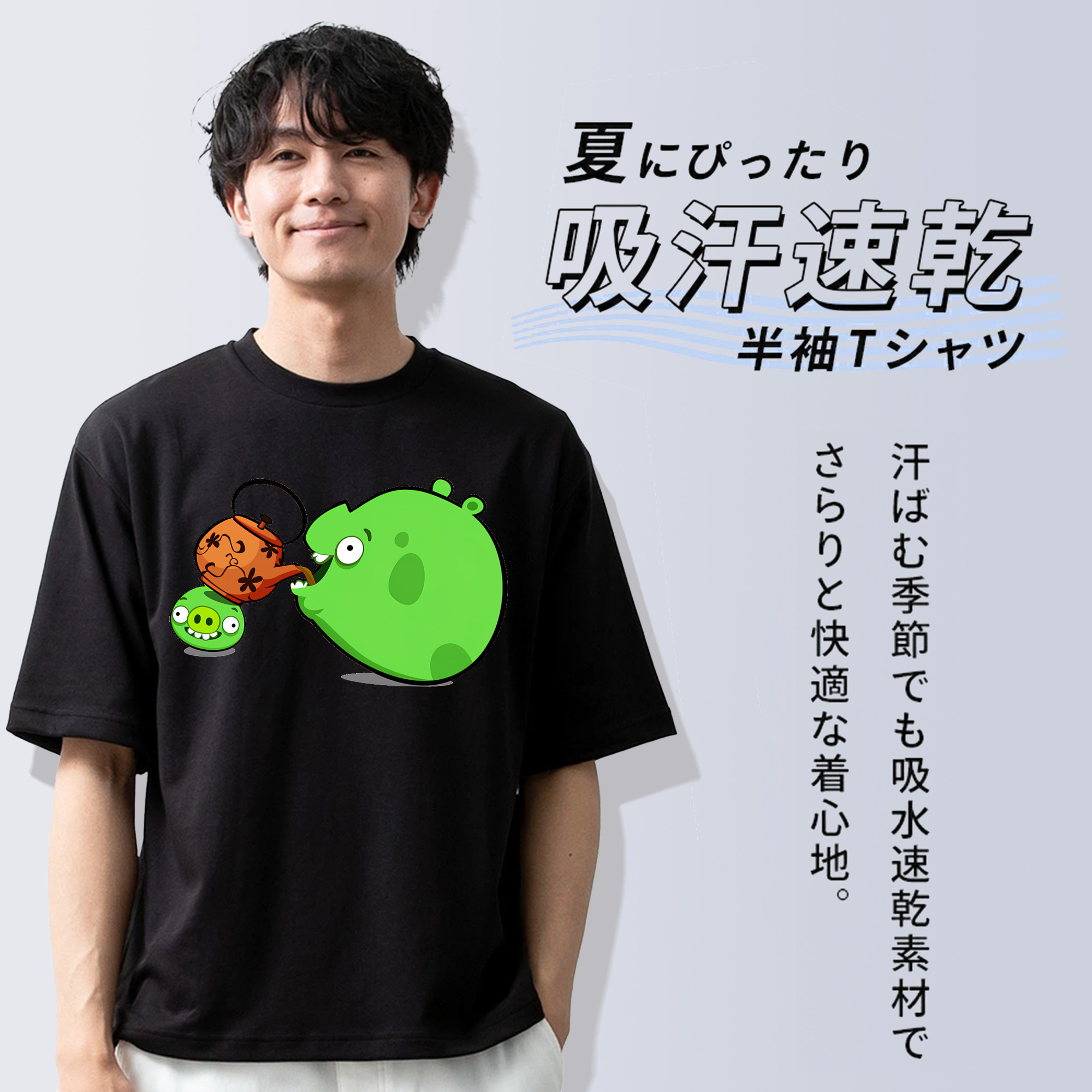 Angry Birds アングリーバード 綿100％ メンズ半袖Tシャツ｜肌触りやわらか＆通気性
