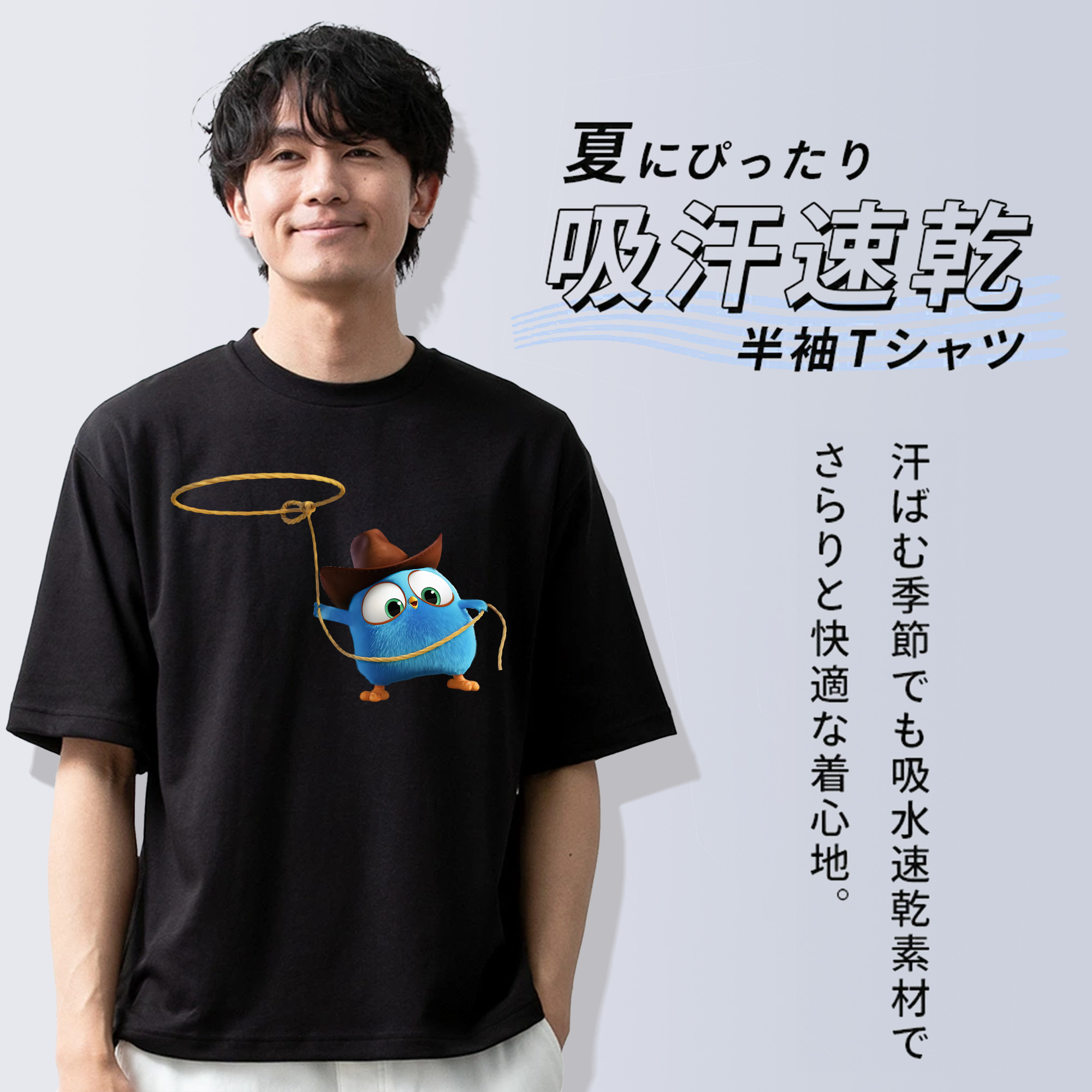 Angry Birds アングリーバード 綿100％ メンズ半袖Tシャツ｜肌触りやわらか＆通気性
