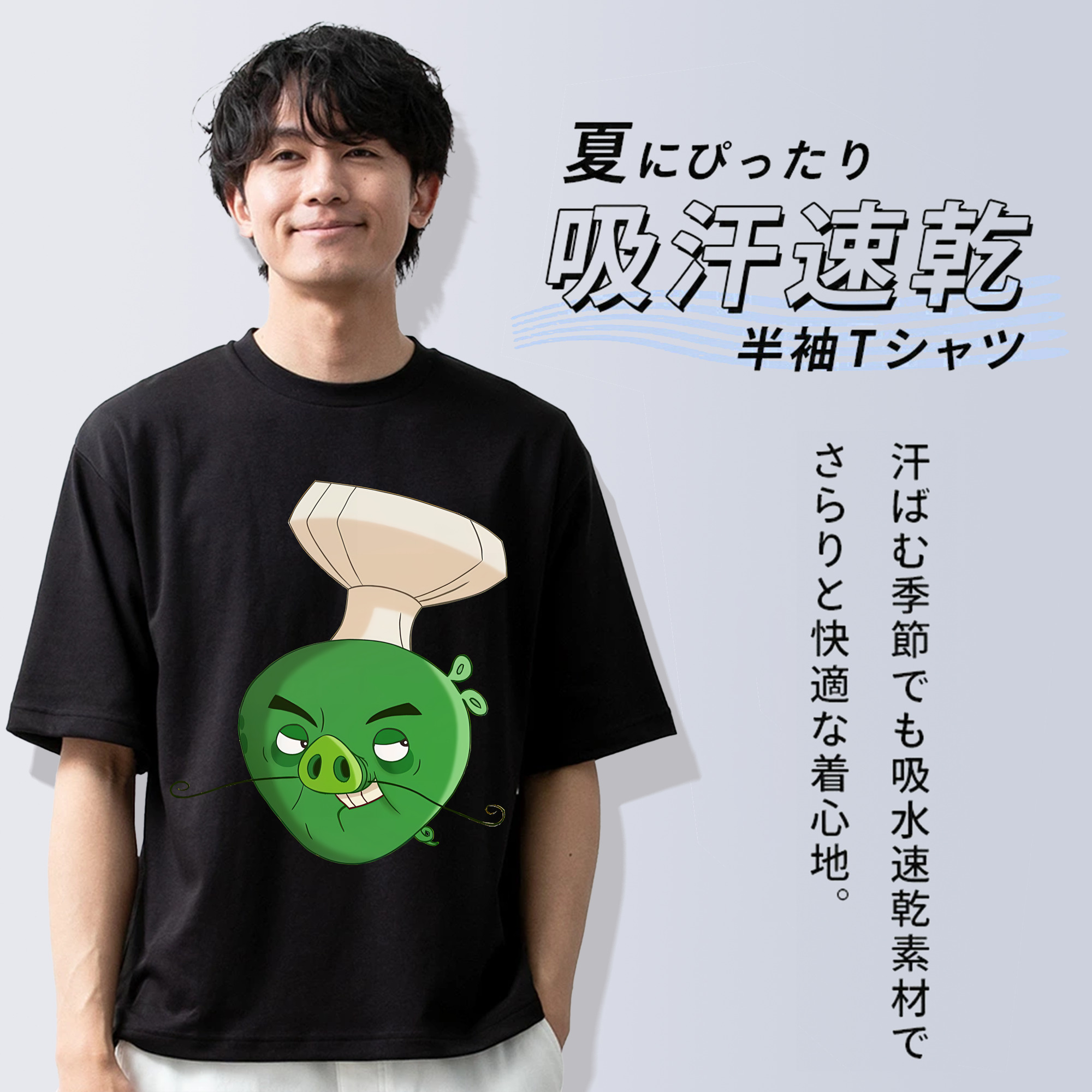 Angry Birds アングリーバード 綿100％ メンズ半袖Tシャツ｜肌触りやわらか＆通気性