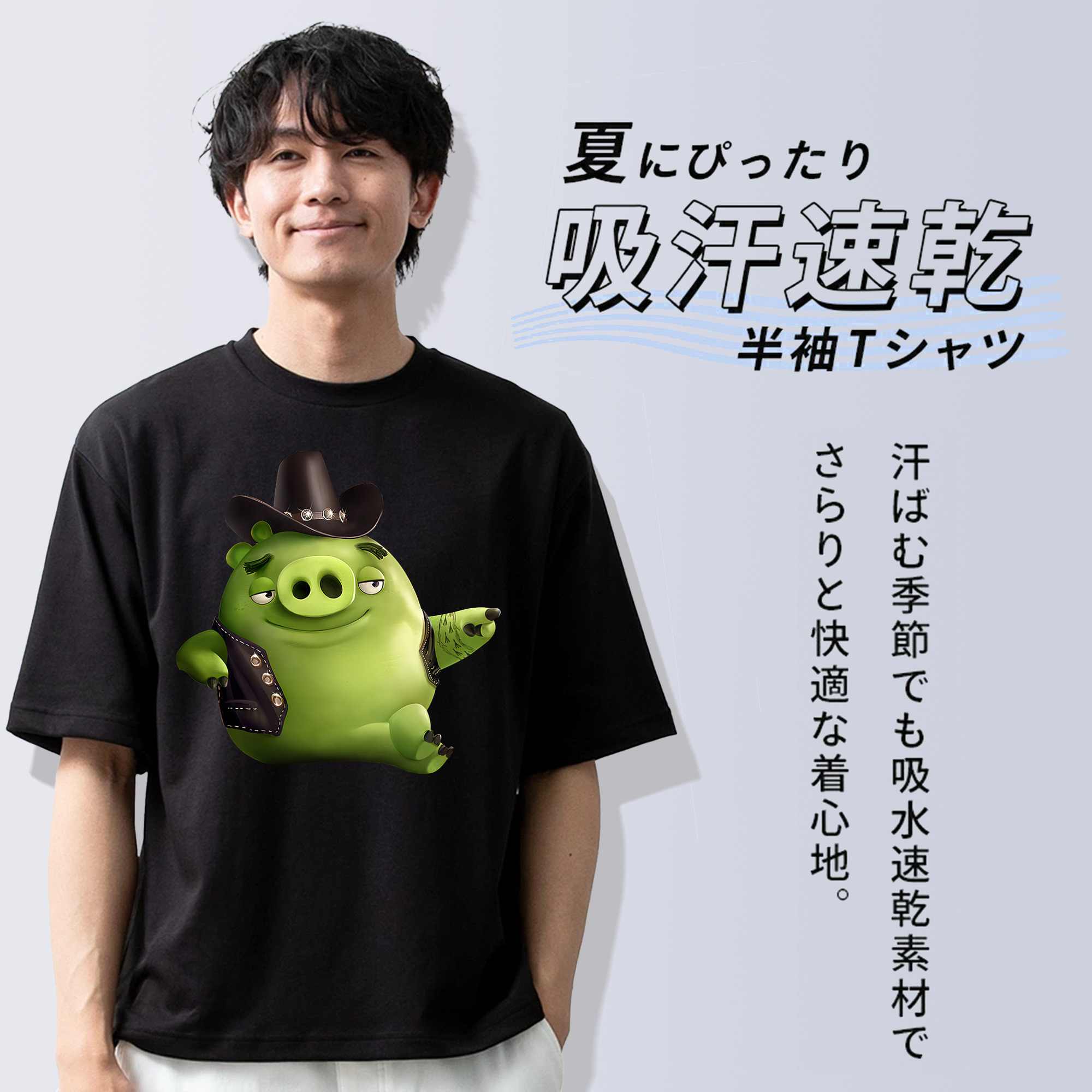 Angry Birds アングリーバード 綿100％ メンズ半袖Tシャツ｜肌触りやわらか＆通気性