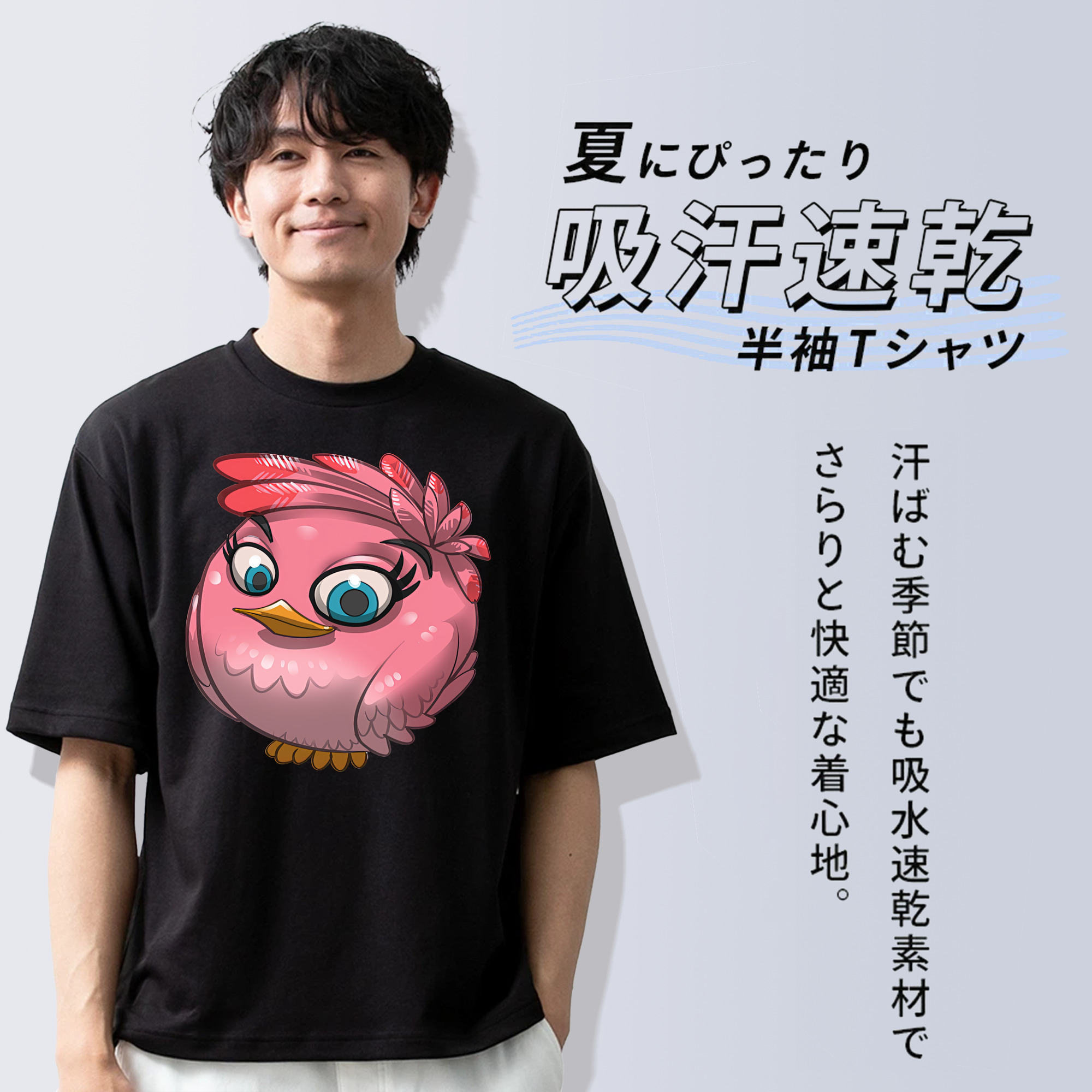 Angry Birds アングリーバード 綿100％ メンズ半袖Tシャツ｜肌触りやわらか＆通気性