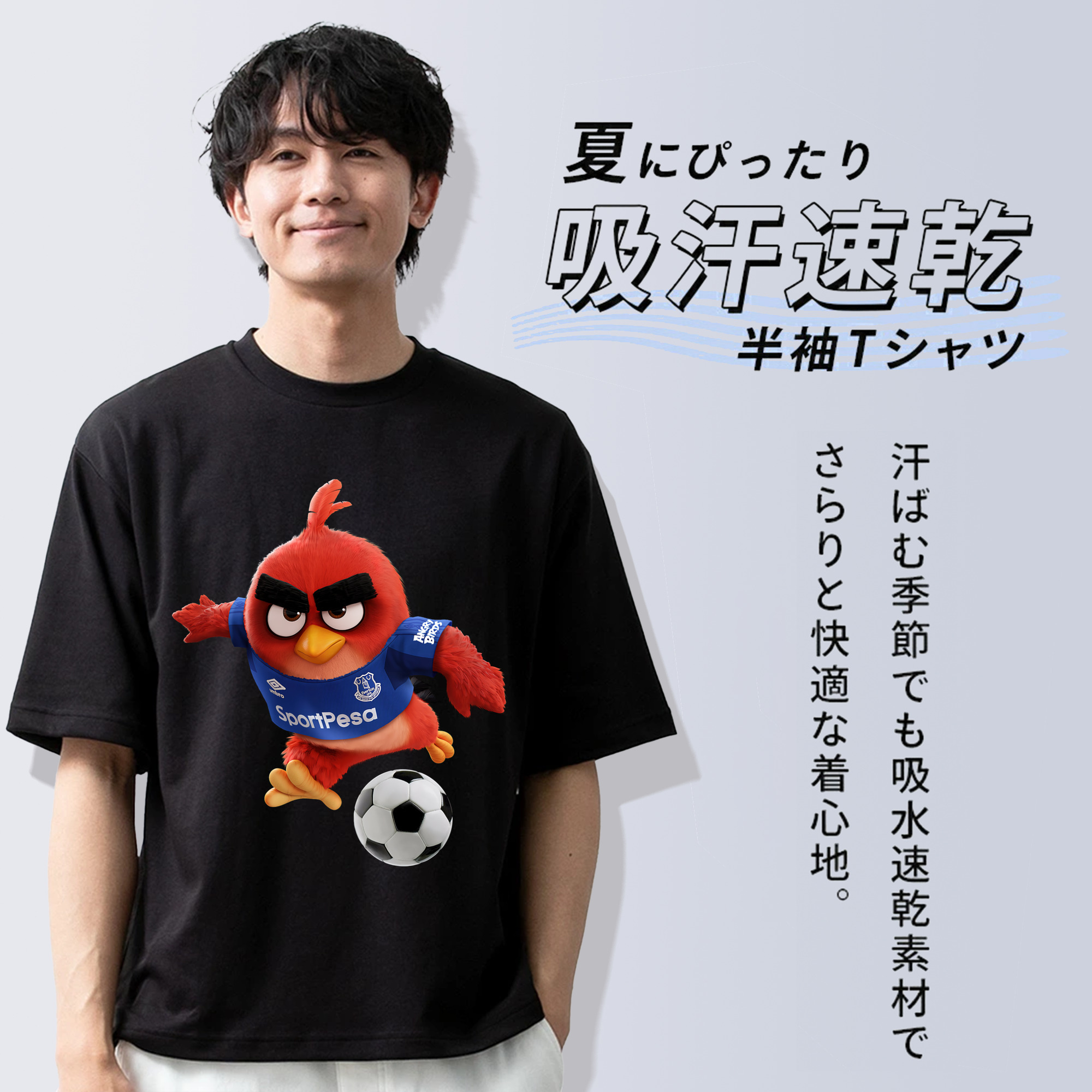 Angry Birds アングリーバード 綿100％ メンズ半袖Tシャツ｜肌触りやわらか＆通気性