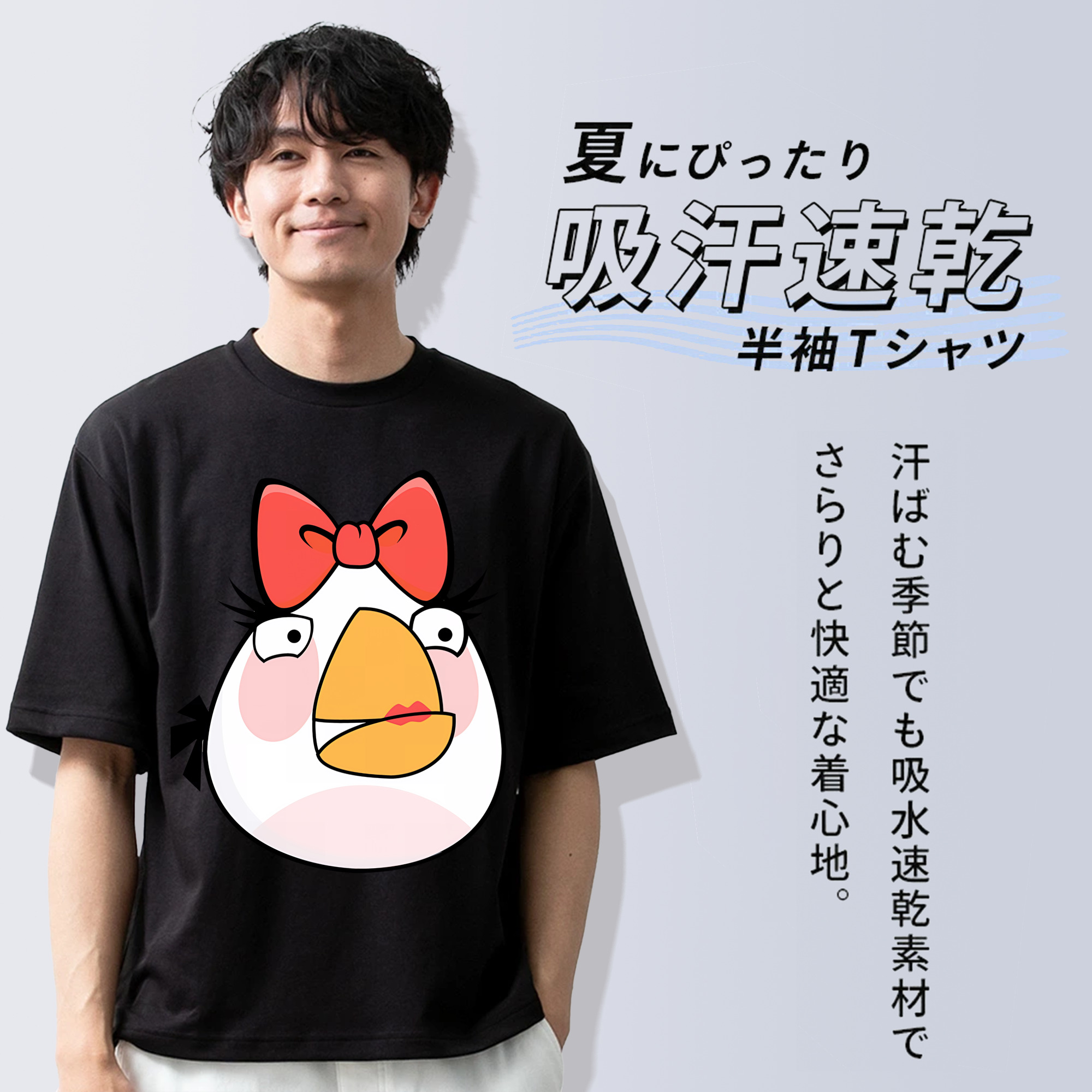 Angry Birds アングリーバード 綿100％ メンズ半袖Tシャツ｜肌触りやわらか＆通気性