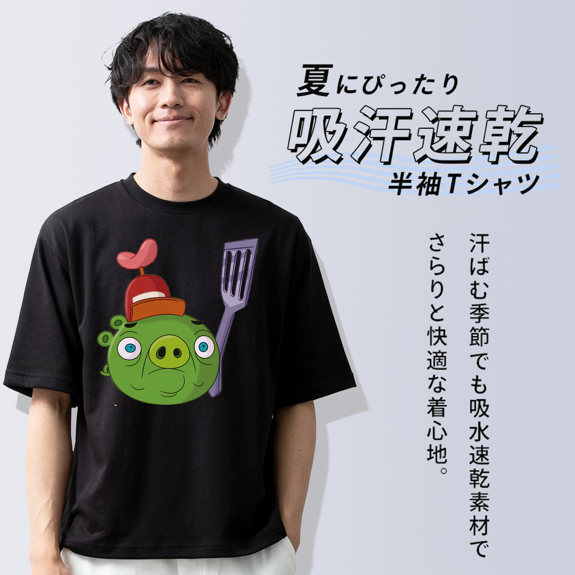 Angry Birds アングリーバード 綿100％ メンズ半袖Tシャツ｜肌触りやわらか＆通気性