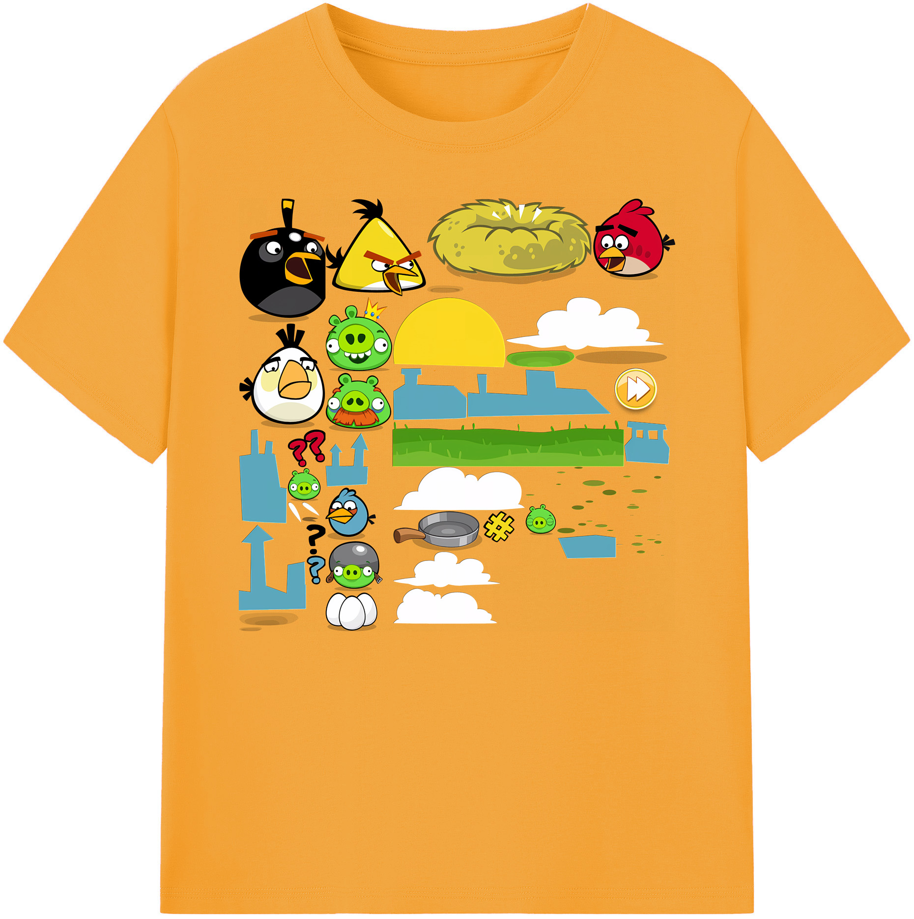 （画像用） Angry Birds アングリーバード 綿100％ メンズ半袖Tシャツ｜肌触りやわらか＆通気性