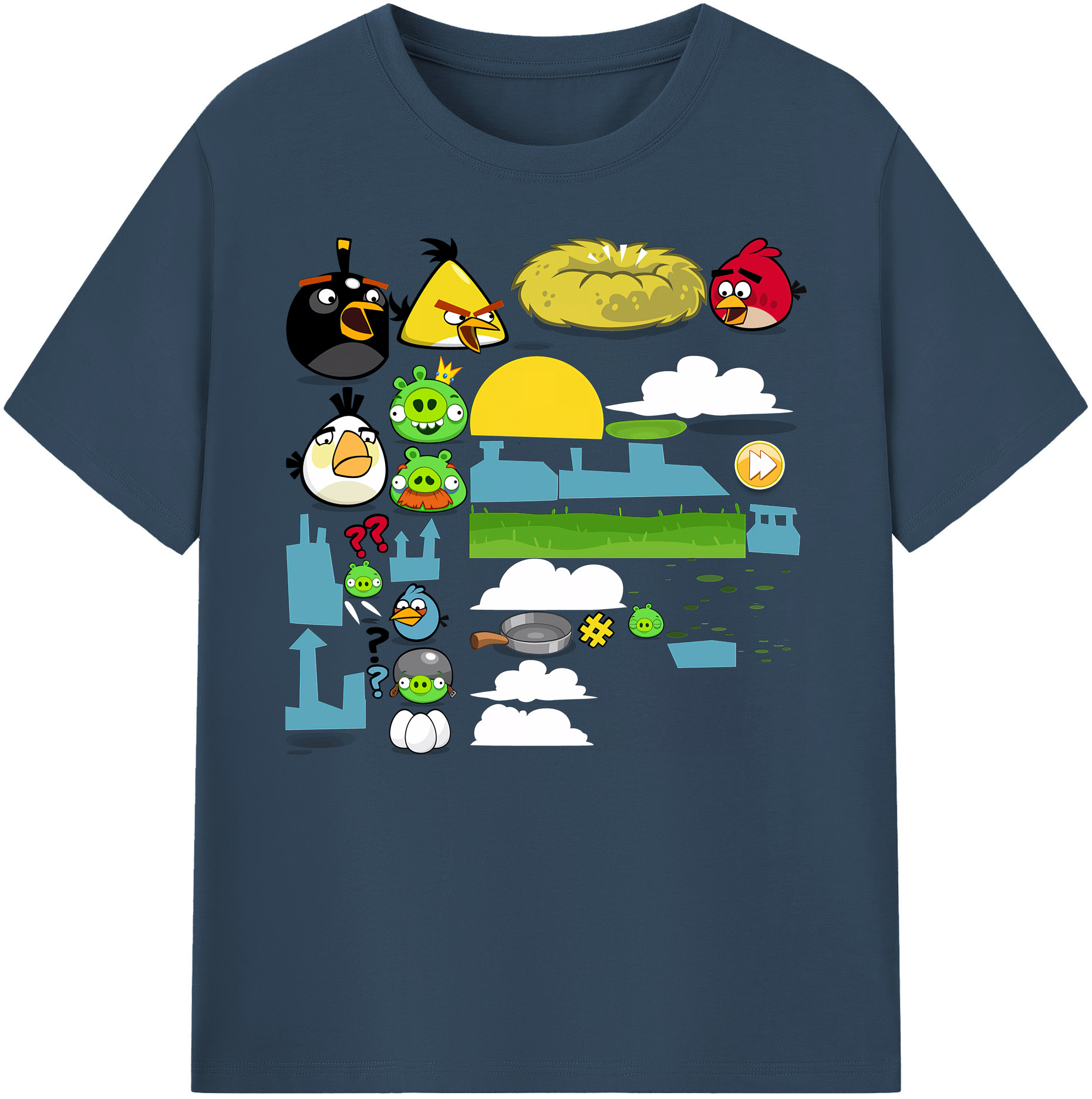（画像用） Angry Birds アングリーバード 綿100％ メンズ半袖Tシャツ｜肌触りやわらか＆通気性