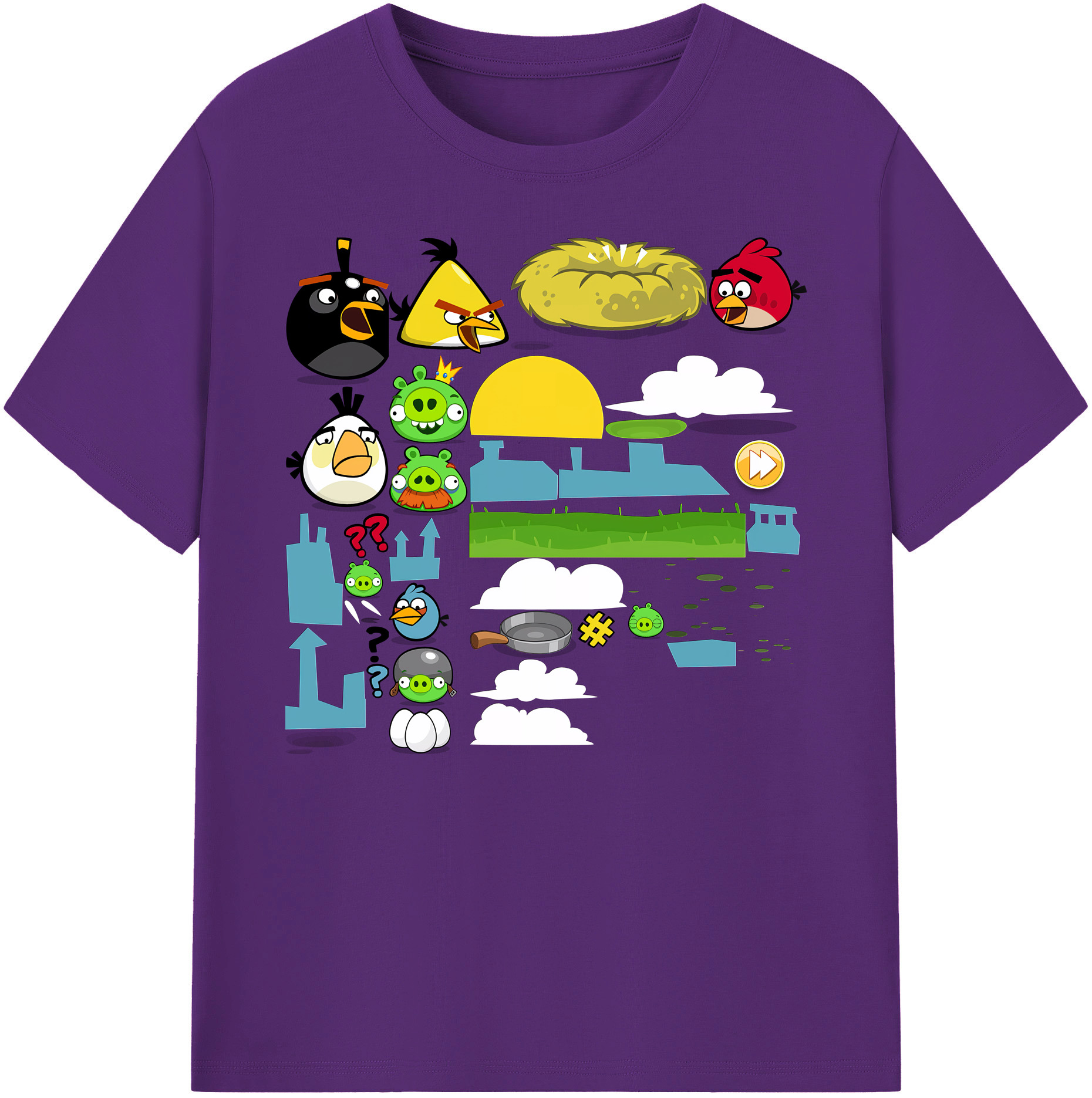 （画像用） Angry Birds アングリーバード 綿100％ メンズ半袖Tシャツ｜肌触りやわらか＆通気性