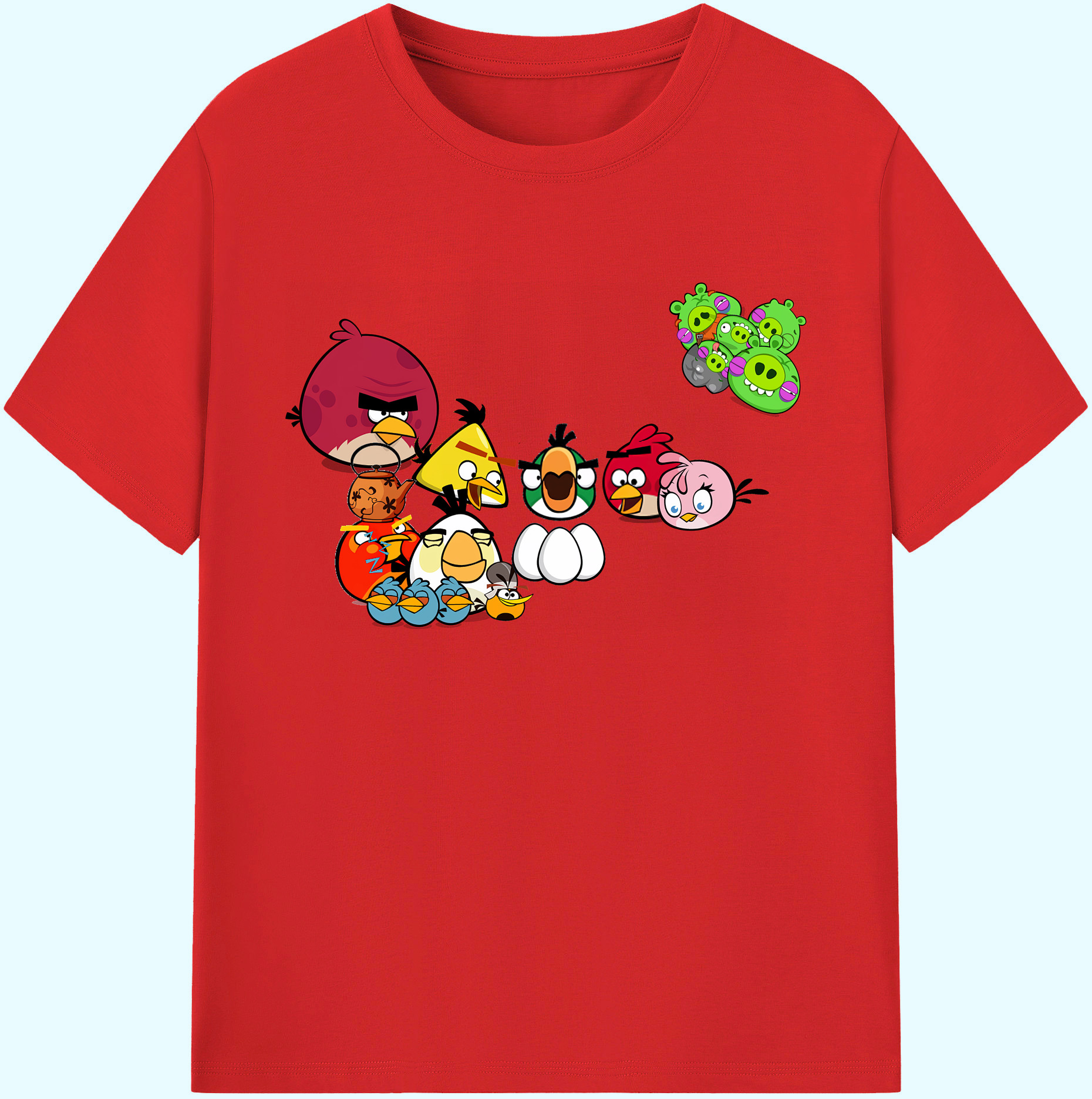 （画像用） Angry Birds アングリーバード 綿100％ メンズ半袖Tシャツ｜肌触りやわらか＆通気性