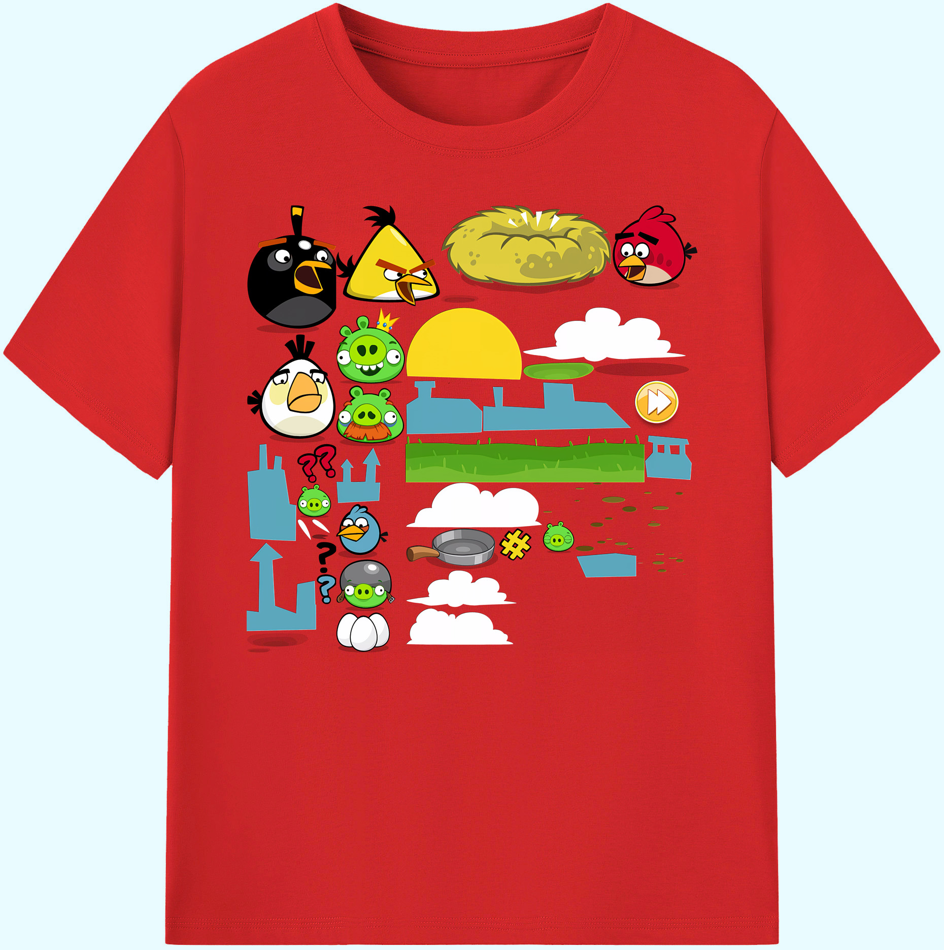 （画像用） Angry Birds アングリーバード 綿100％ メンズ半袖Tシャツ｜肌触りやわらか＆通気性
