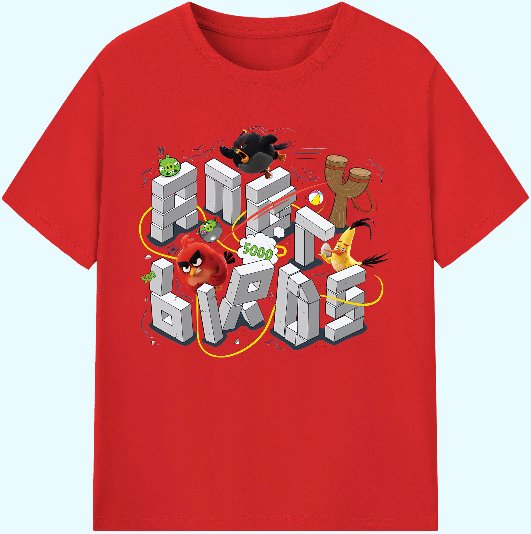 （画像用） Angry Birds アングリーバード 綿100％ メンズ半袖Tシャツ｜肌触りやわらか＆通気性