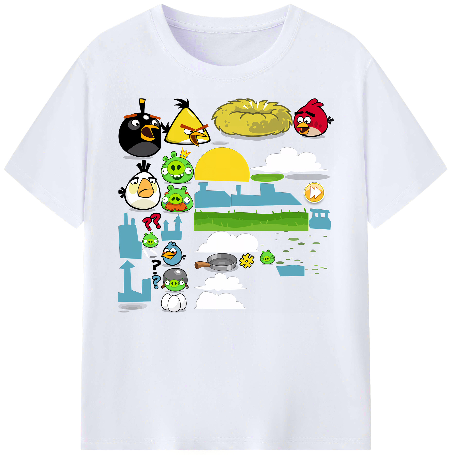 （画像用） Angry Birds アングリーバード 綿100％ メンズ半袖Tシャツ｜肌触りやわらか＆通気性