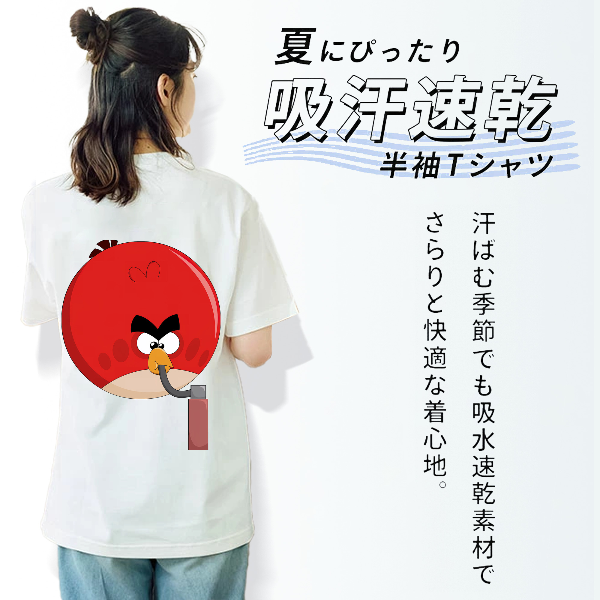Angry Birds アングリーバード レディース半袖Tシャツ(バックプリント)