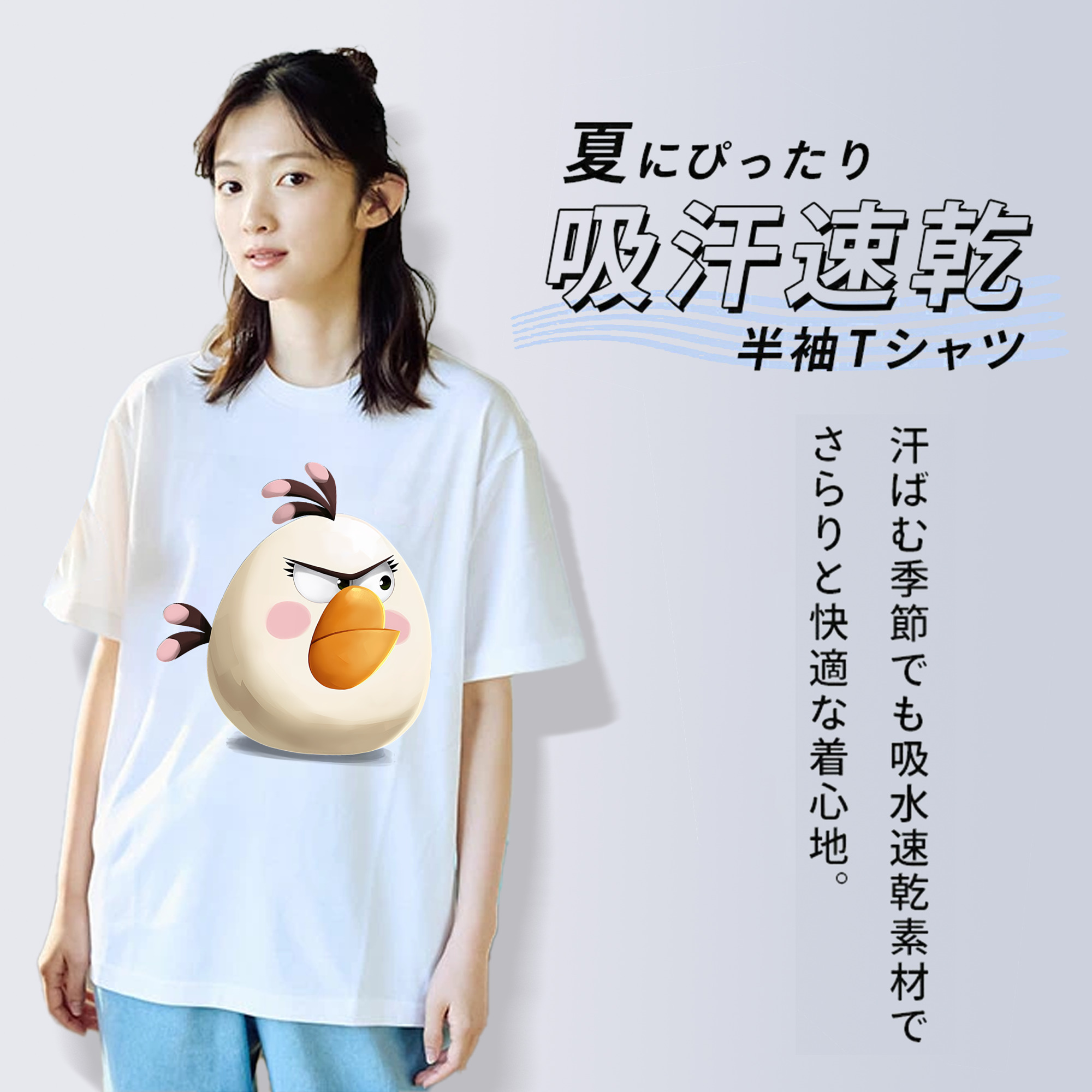Angry Birds アングリーバード レディースカジュアルプリントTシャツ（綿100％）