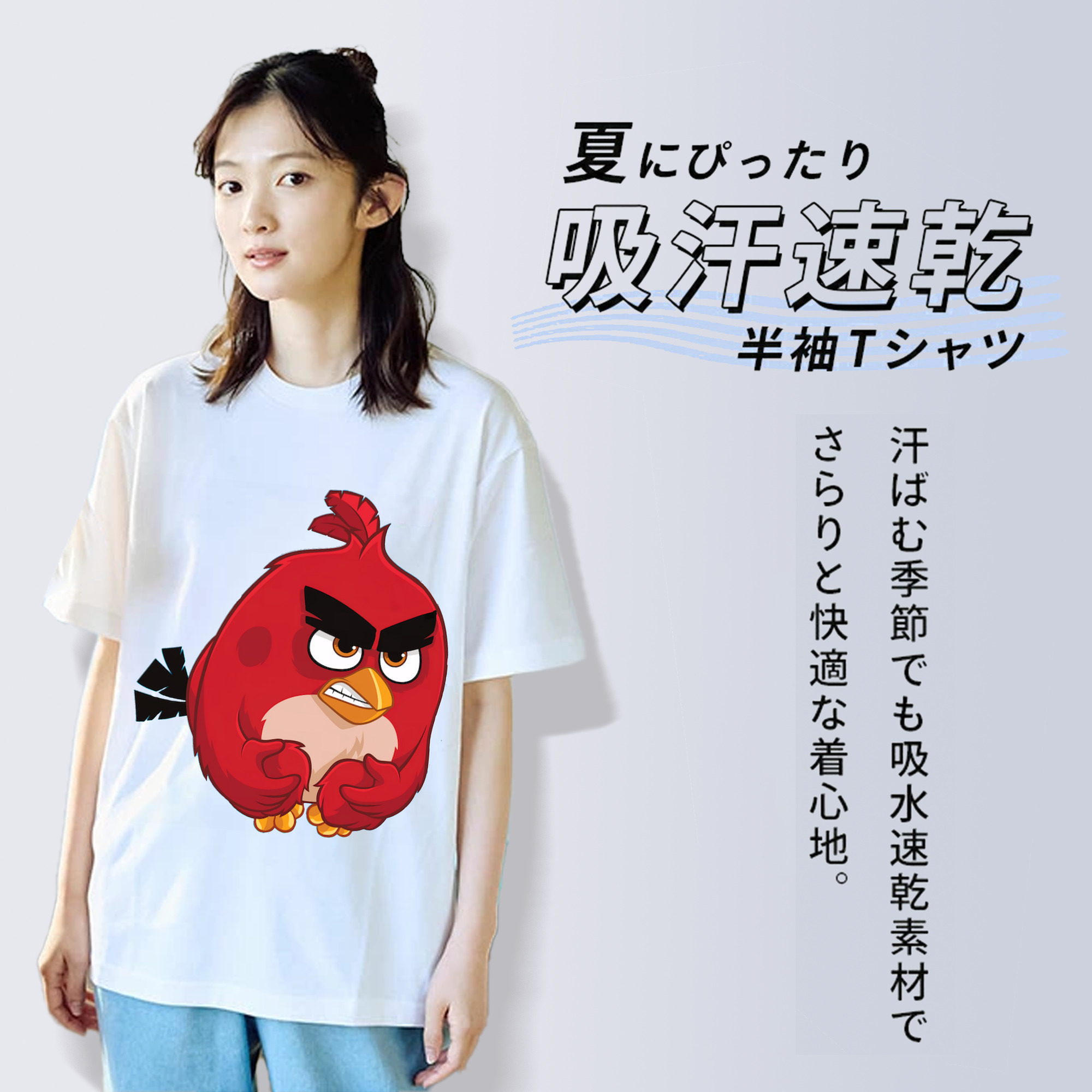 Angry Birds アングリーバード レディースカジュアルプリントTシャツ（綿100％）