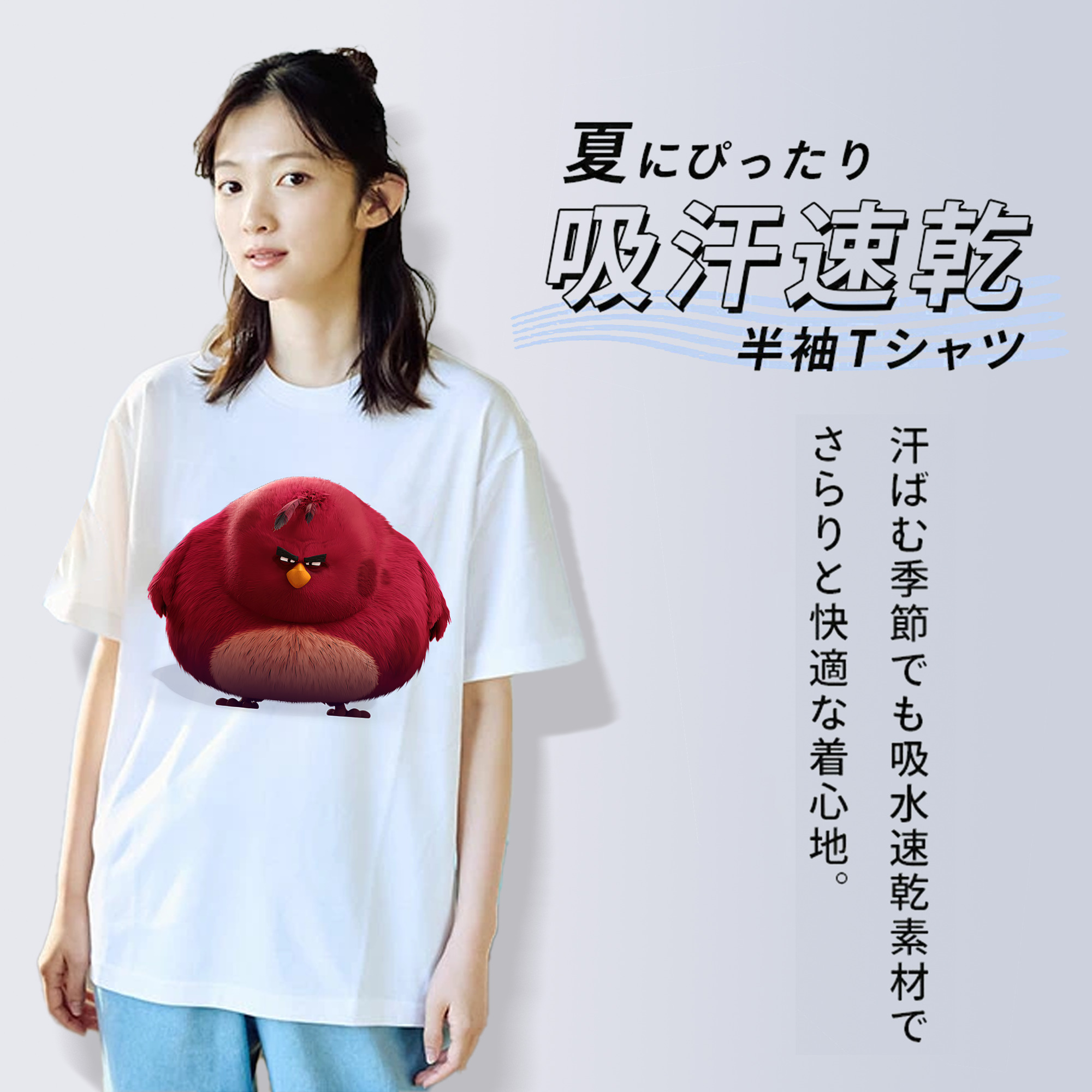 Angry Birds アングリーバード レディースカジュアルプリントTシャツ（綿100％）