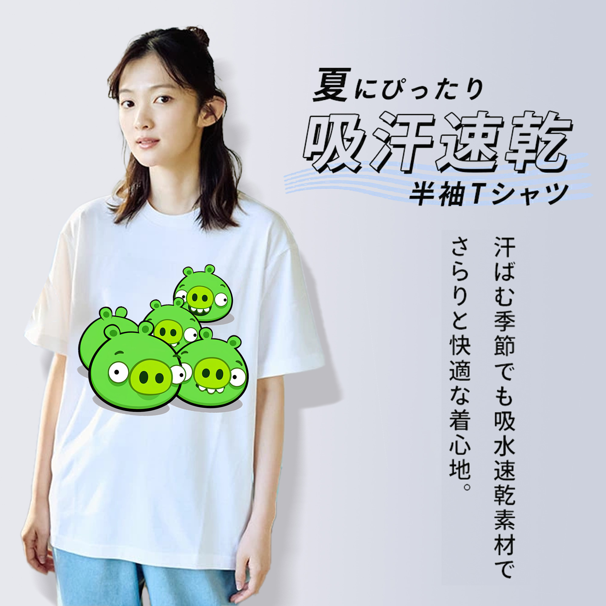 Angry Birds アングリーバード レディースカジュアルプリントTシャツ（綿100％）