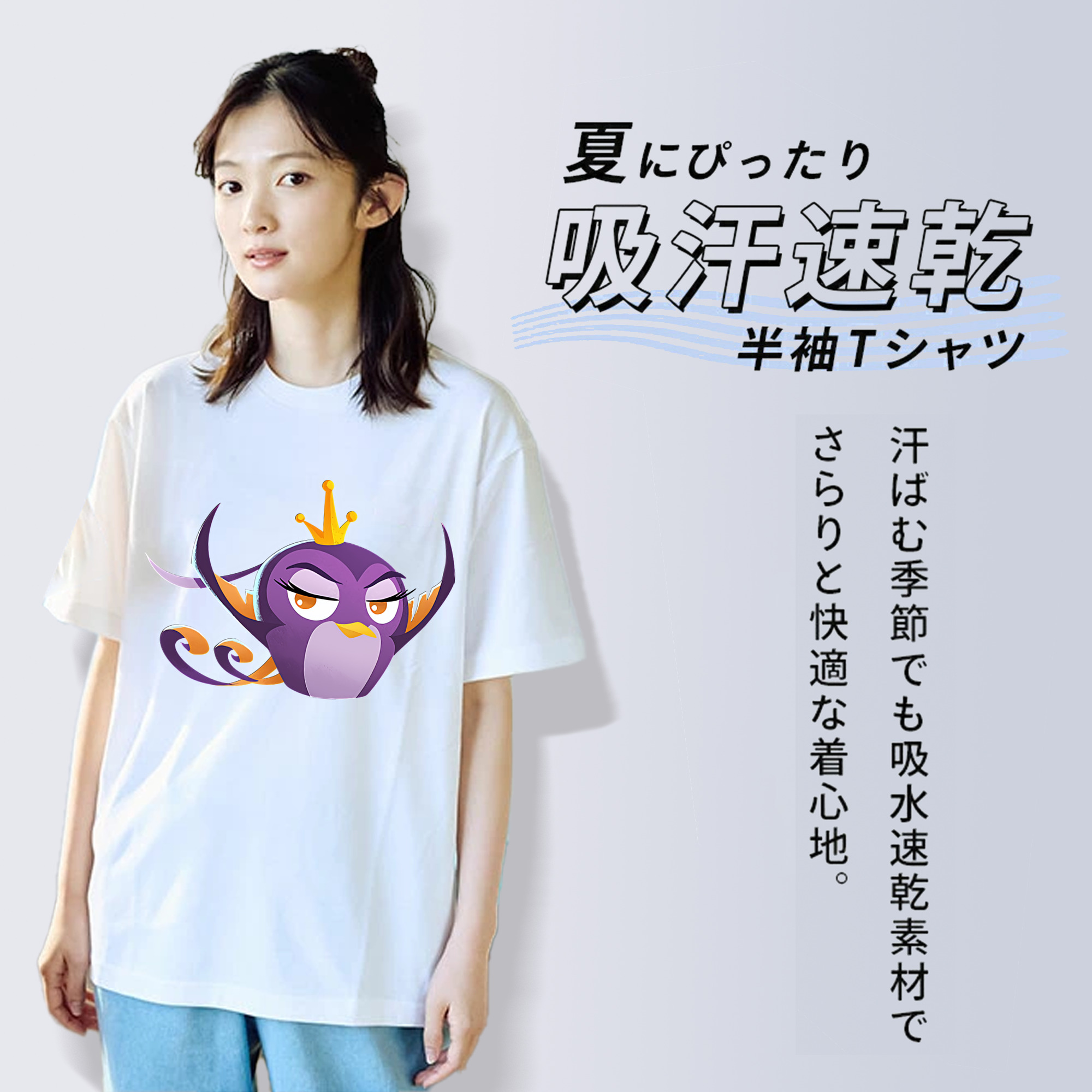 Angry Birds アングリーバード レディースカジュアルプリントTシャツ（綿100％）