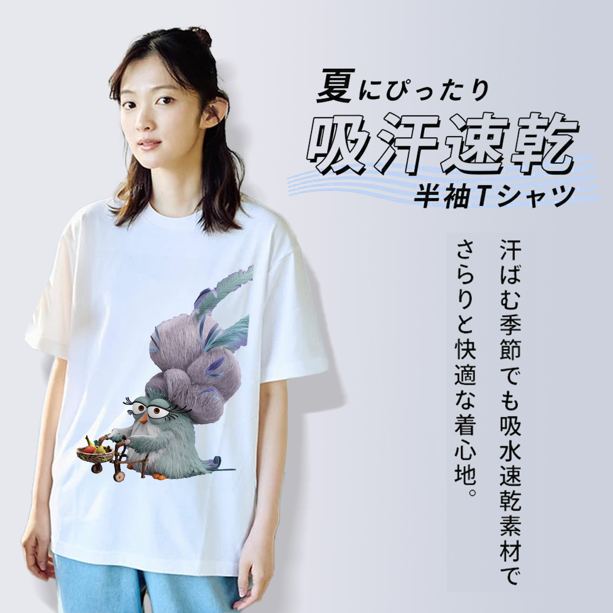 Angry Birds アングリーバード レディースカジュアルプリントTシャツ（綿100％）
