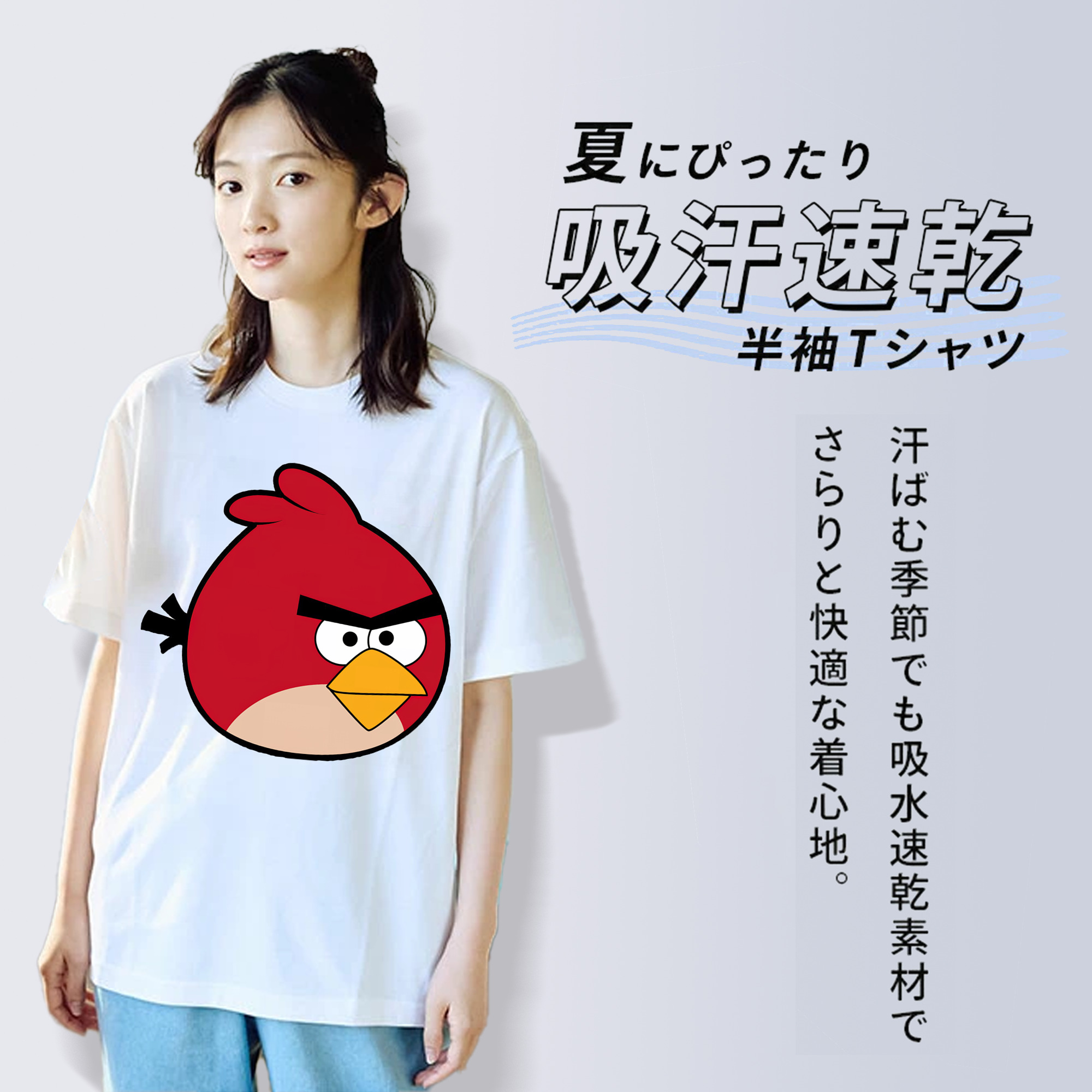 Angry Birds アングリーバード レディースカジュアルプリントTシャツ（綿100％）