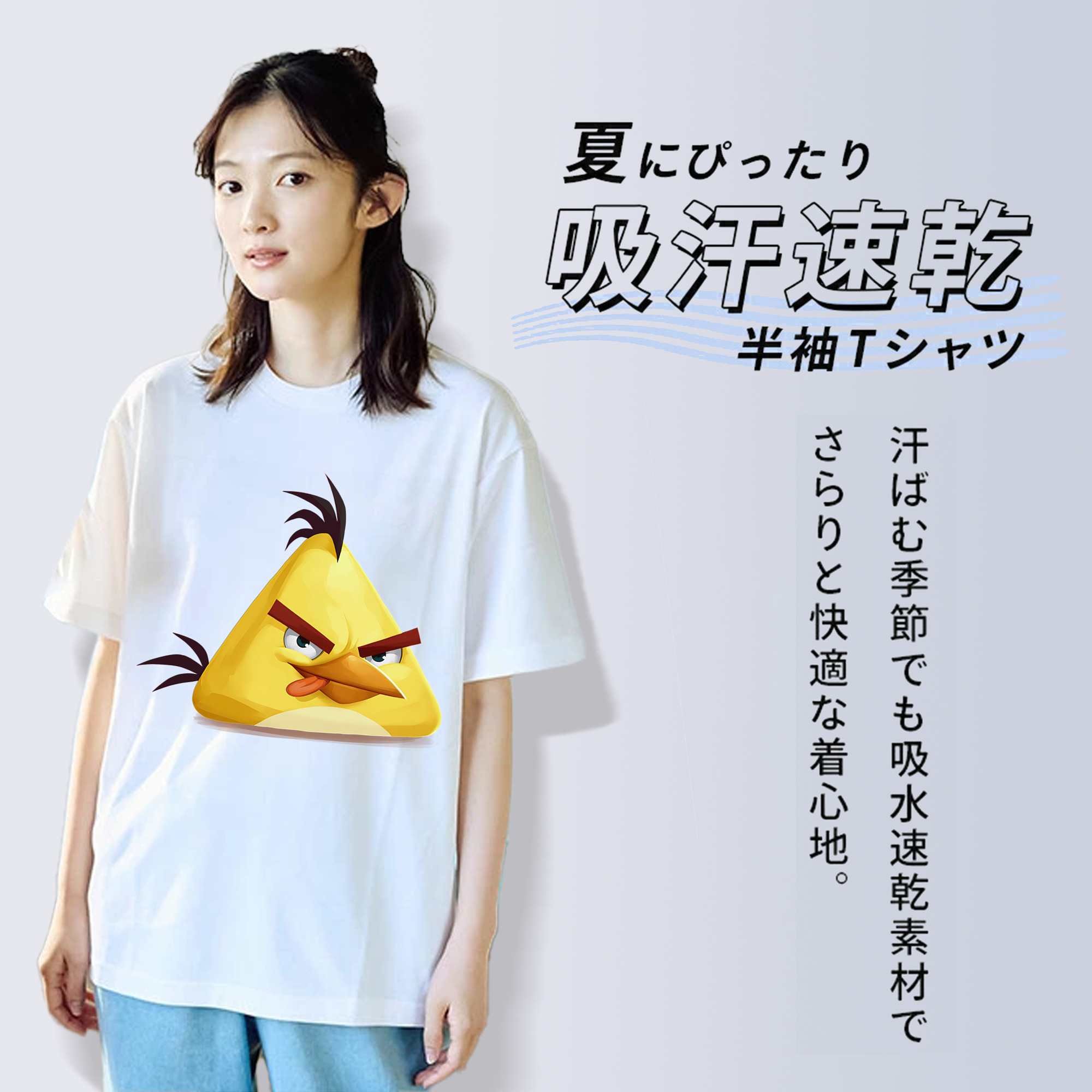 Angry Birds アングリーバード レディースカジュアルプリントTシャツ（綿100％）