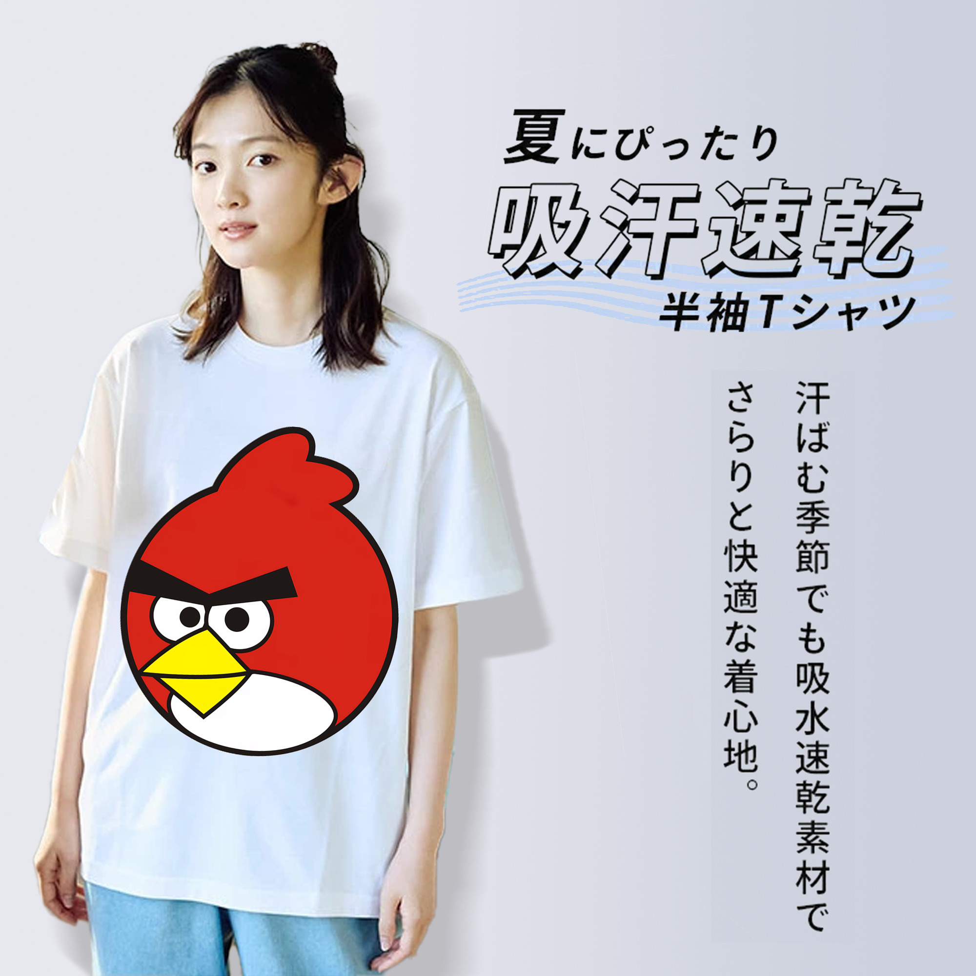 Angry Birds アングリーバード レディースカジュアルプリントTシャツ（綿100％）