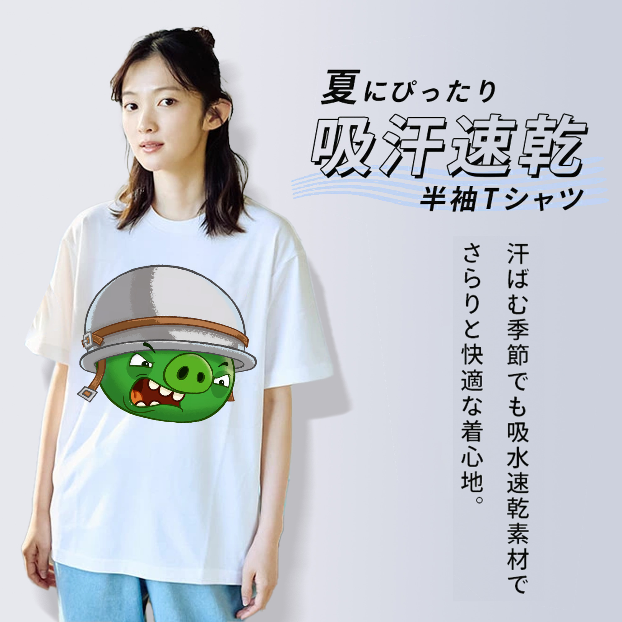 Angry Birds アングリーバード レディースカジュアルプリントTシャツ（綿100％）