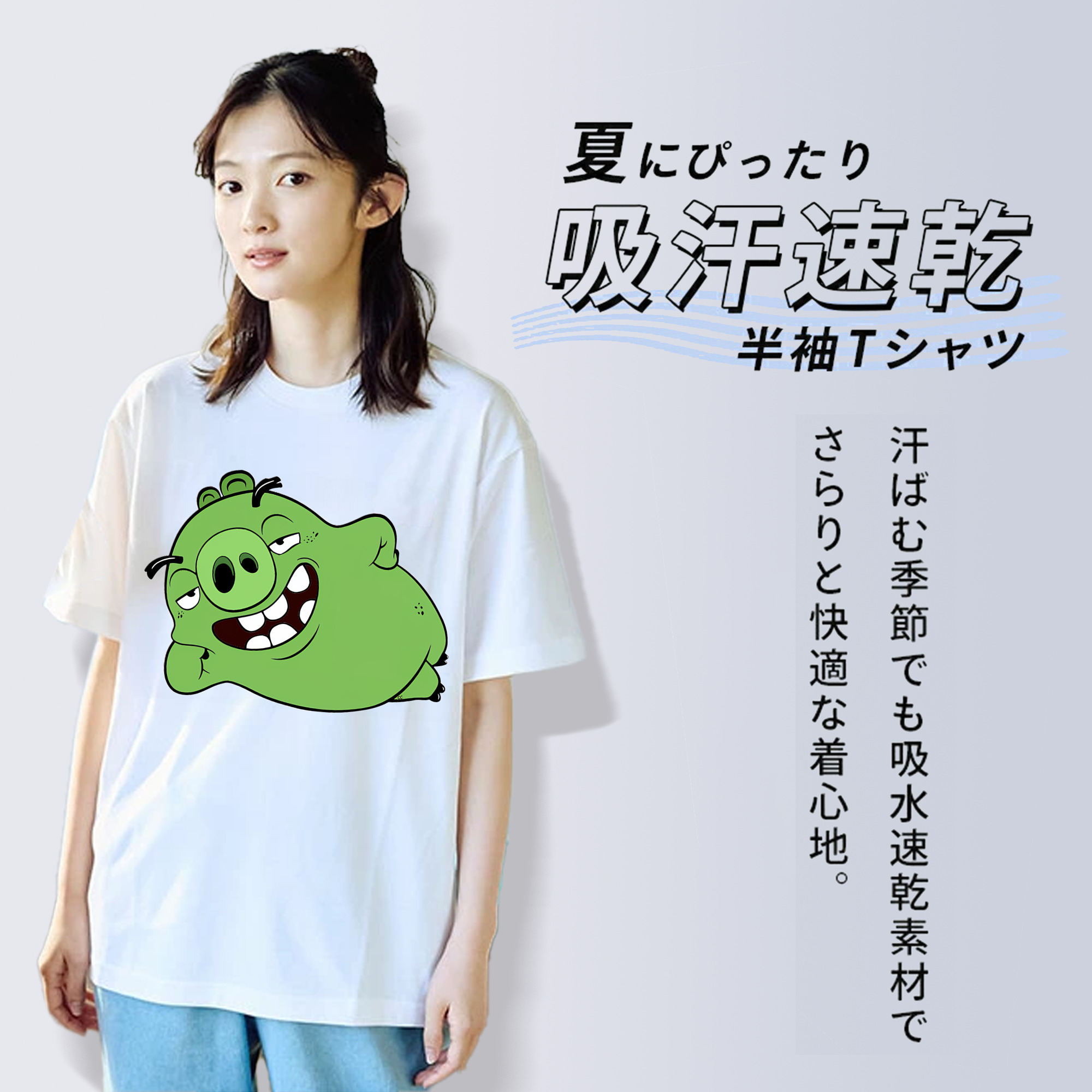 Angry Birds アングリーバード レディースカジュアルプリントTシャツ（綿100％）
