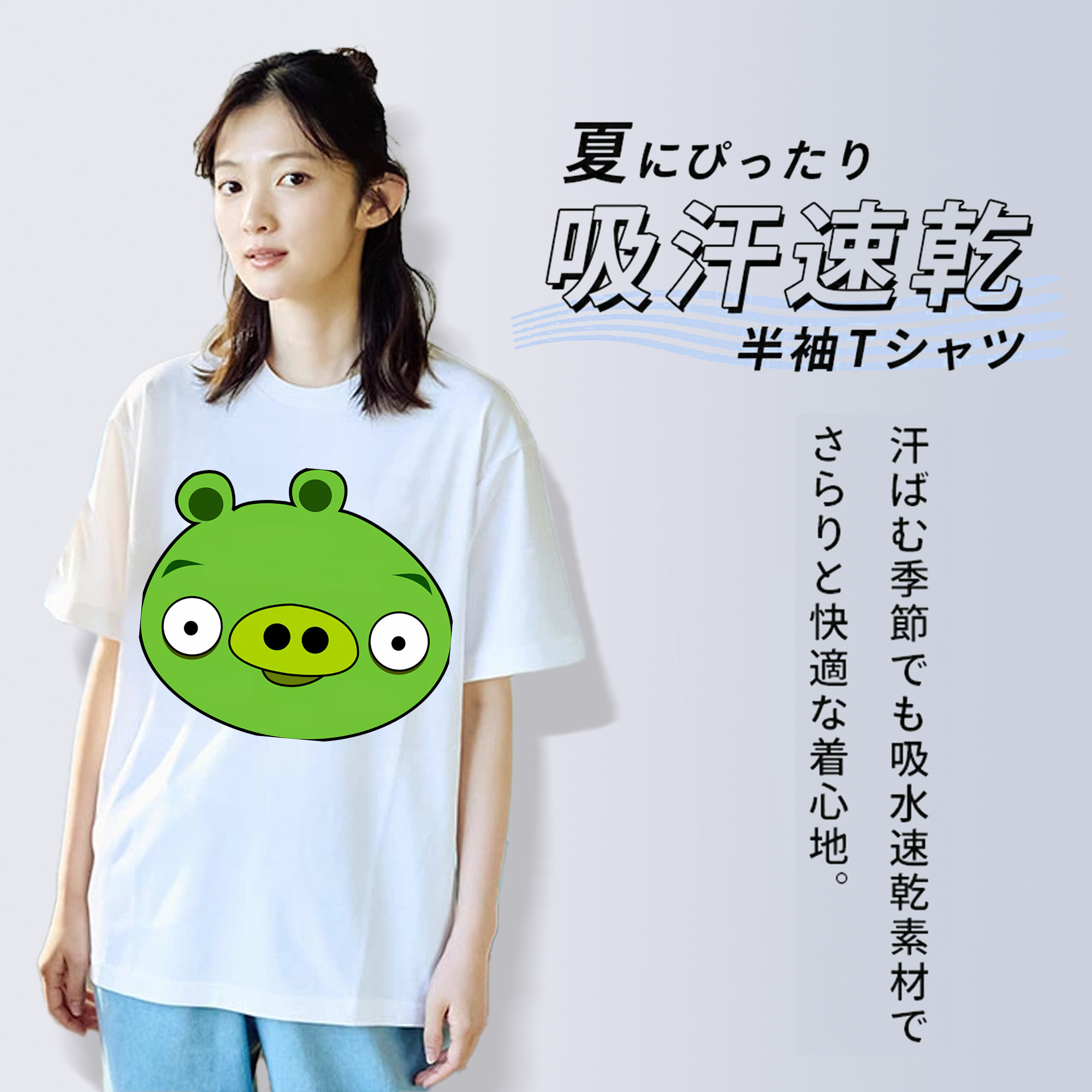 Angry Birds アングリーバード レディースカジュアルプリントTシャツ（綿100％）