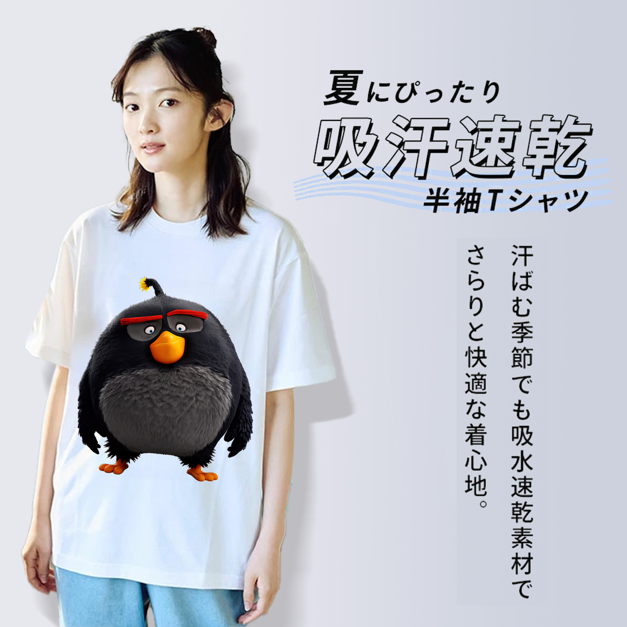 Angry Birds アングリーバード レディースカジュアルプリントTシャツ（綿100％）