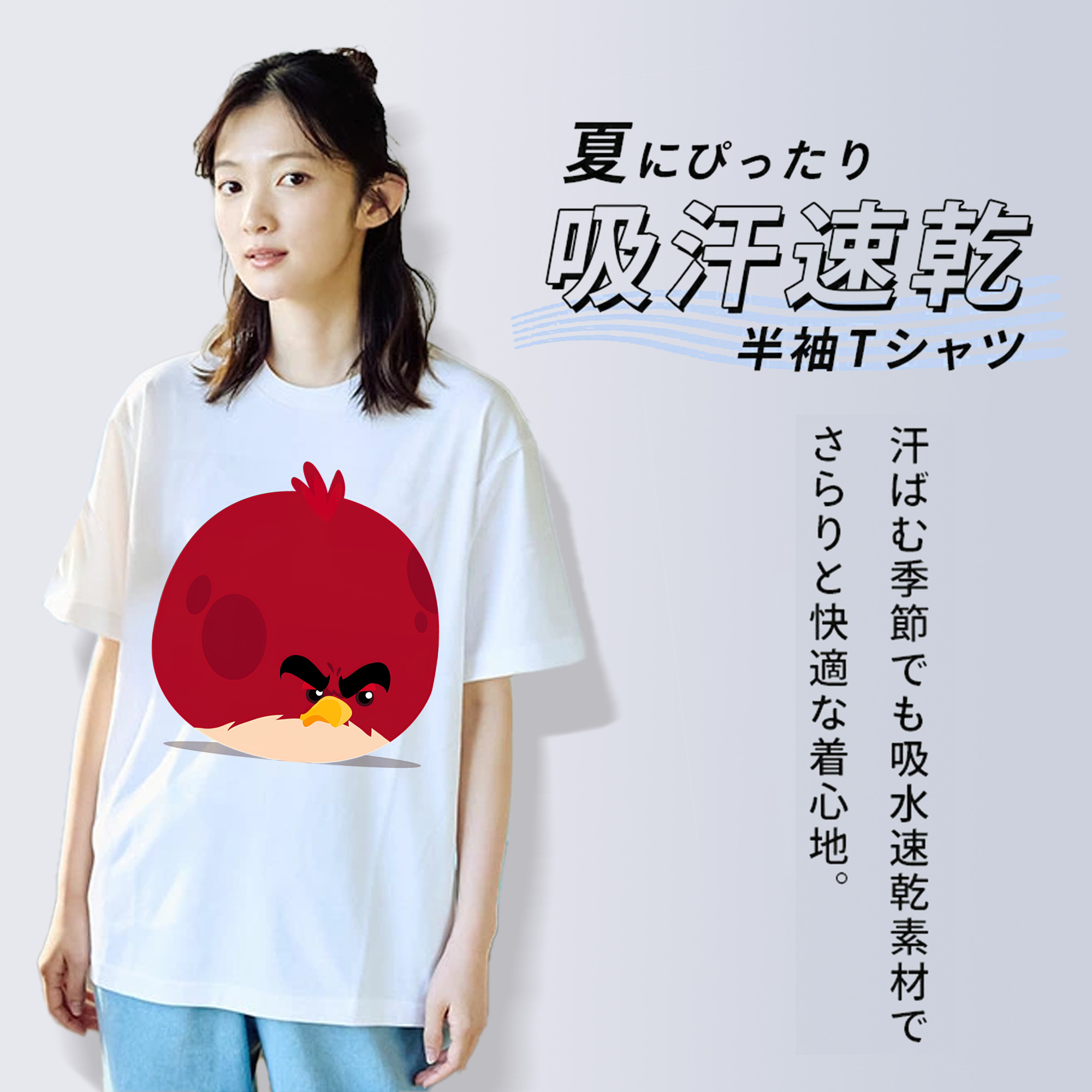 Angry Birds アングリーバード レディースカジュアルプリントTシャツ（綿100％）