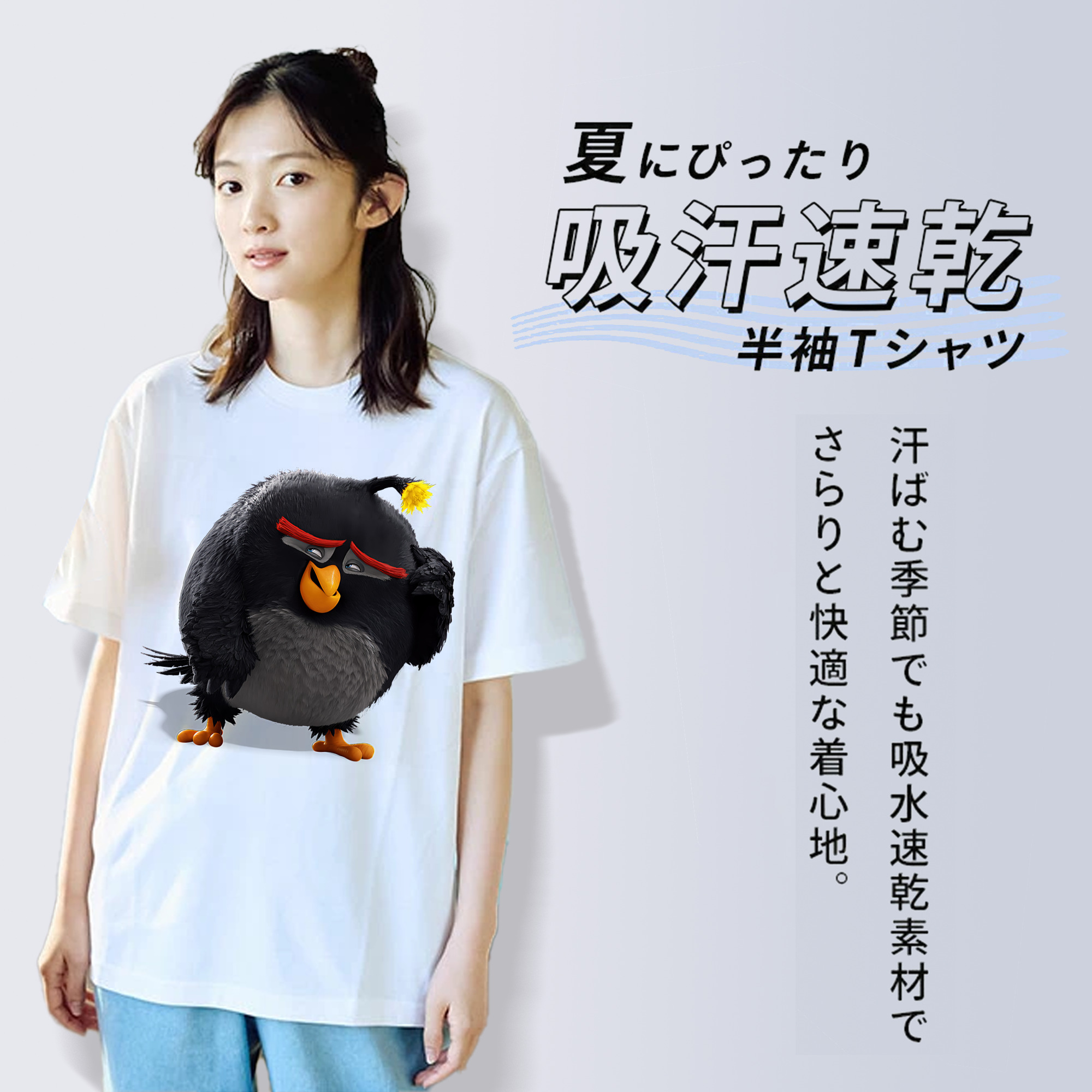 Angry Birds アングリーバード レディースカジュアルプリントTシャツ（綿100％）