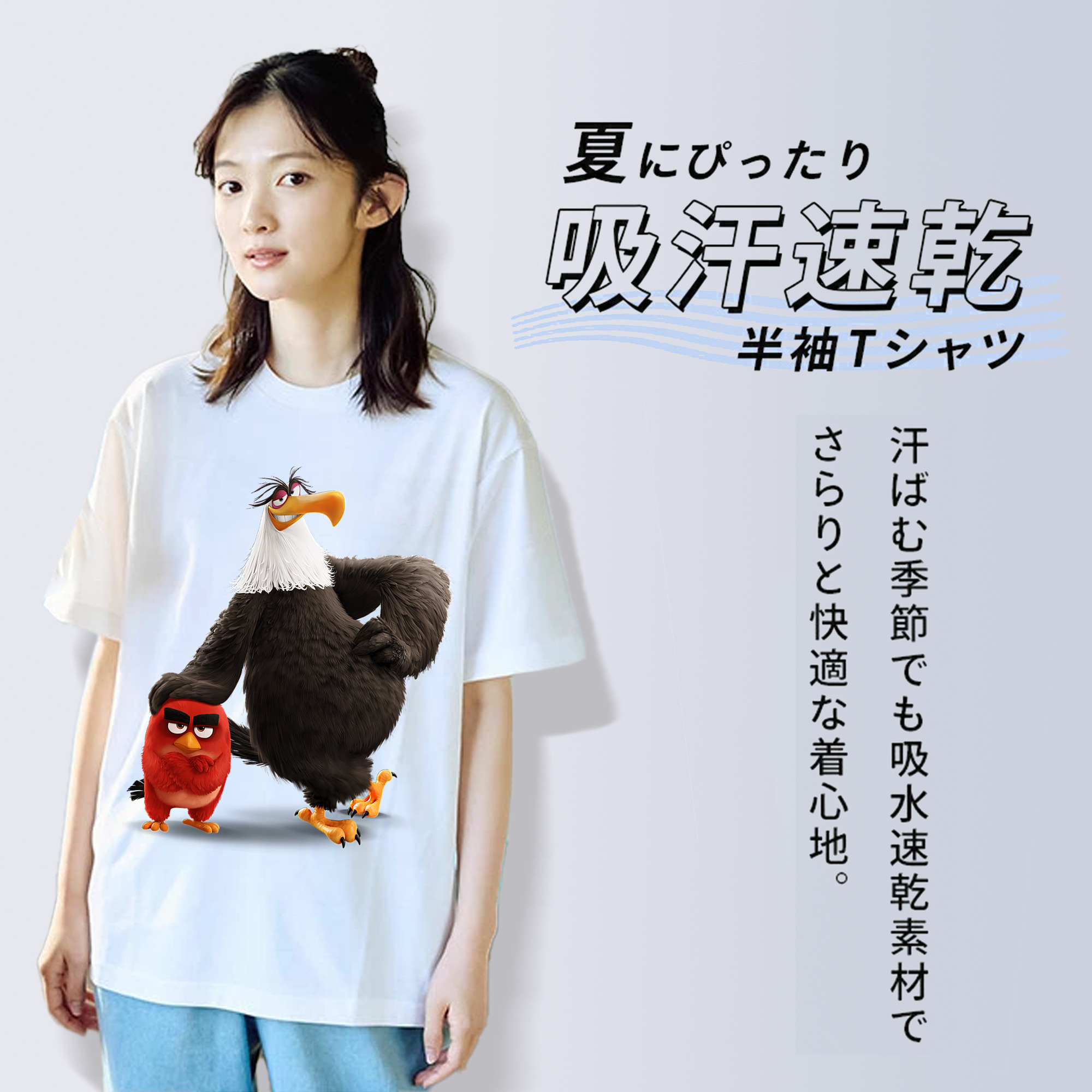 Angry Birds アングリーバード レディースカジュアルプリントTシャツ（綿100％）