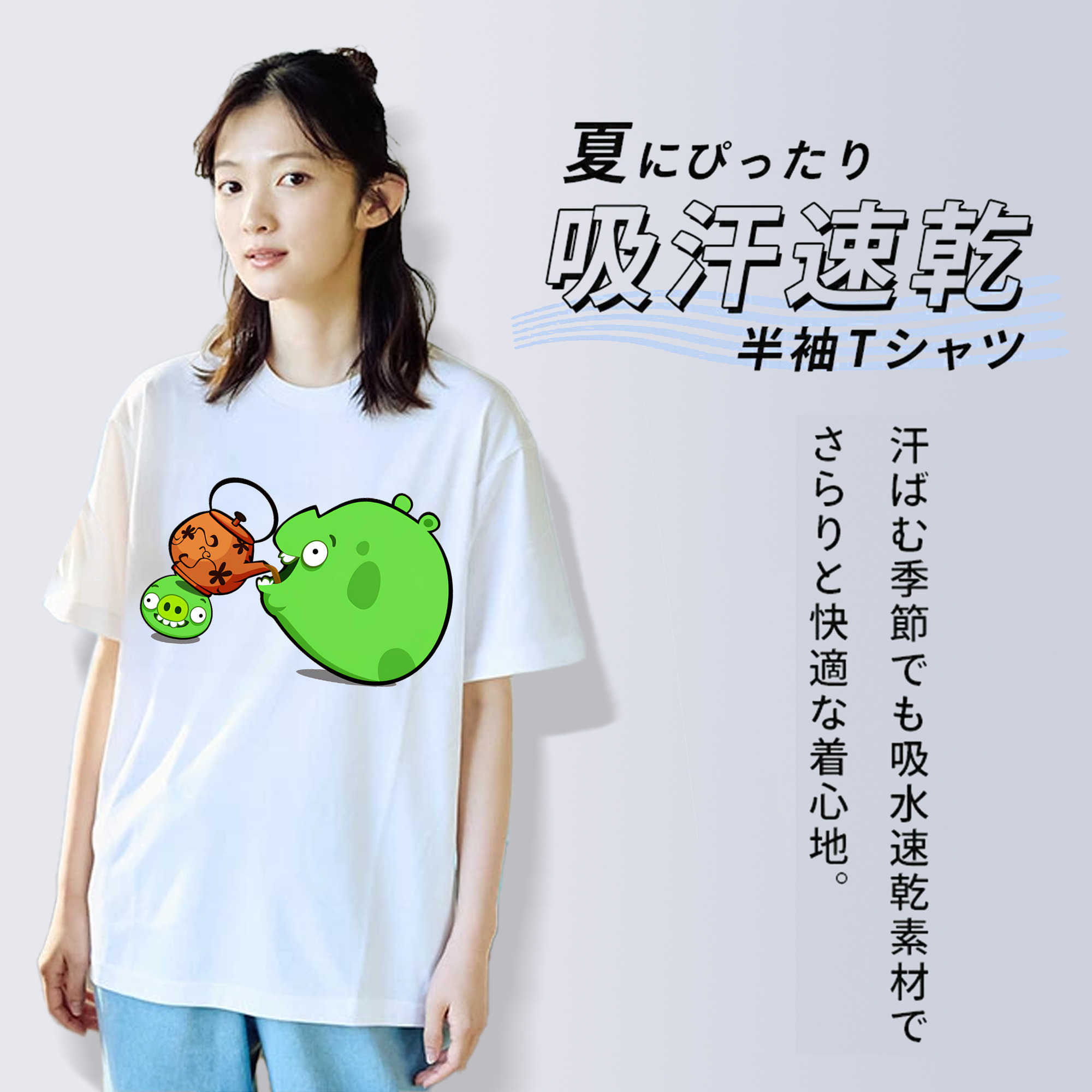 Angry Birds アングリーバード レディースカジュアルプリントTシャツ（綿100％）