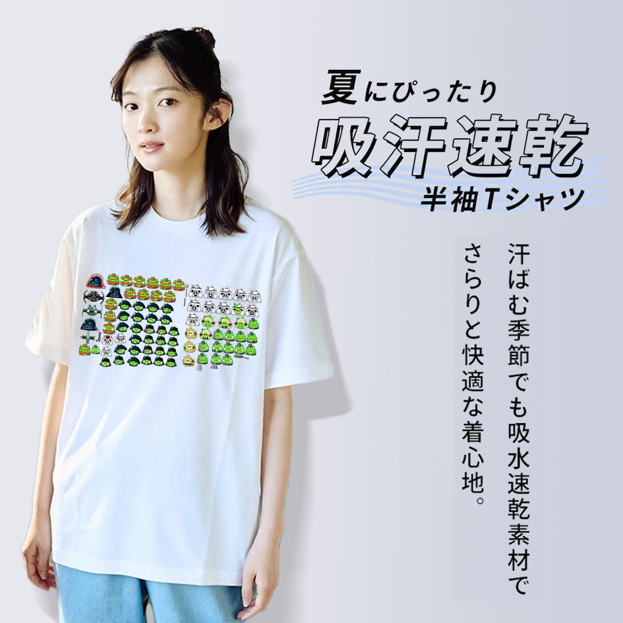 Angry Birds アングリーバード レディースカジュアルプリントTシャツ（綿100％）