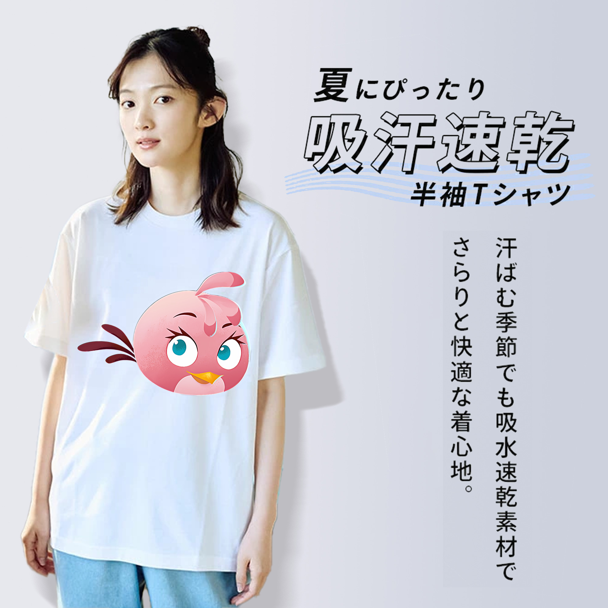 Angry Birds アングリーバード レディースカジュアルプリントTシャツ（綿100％）