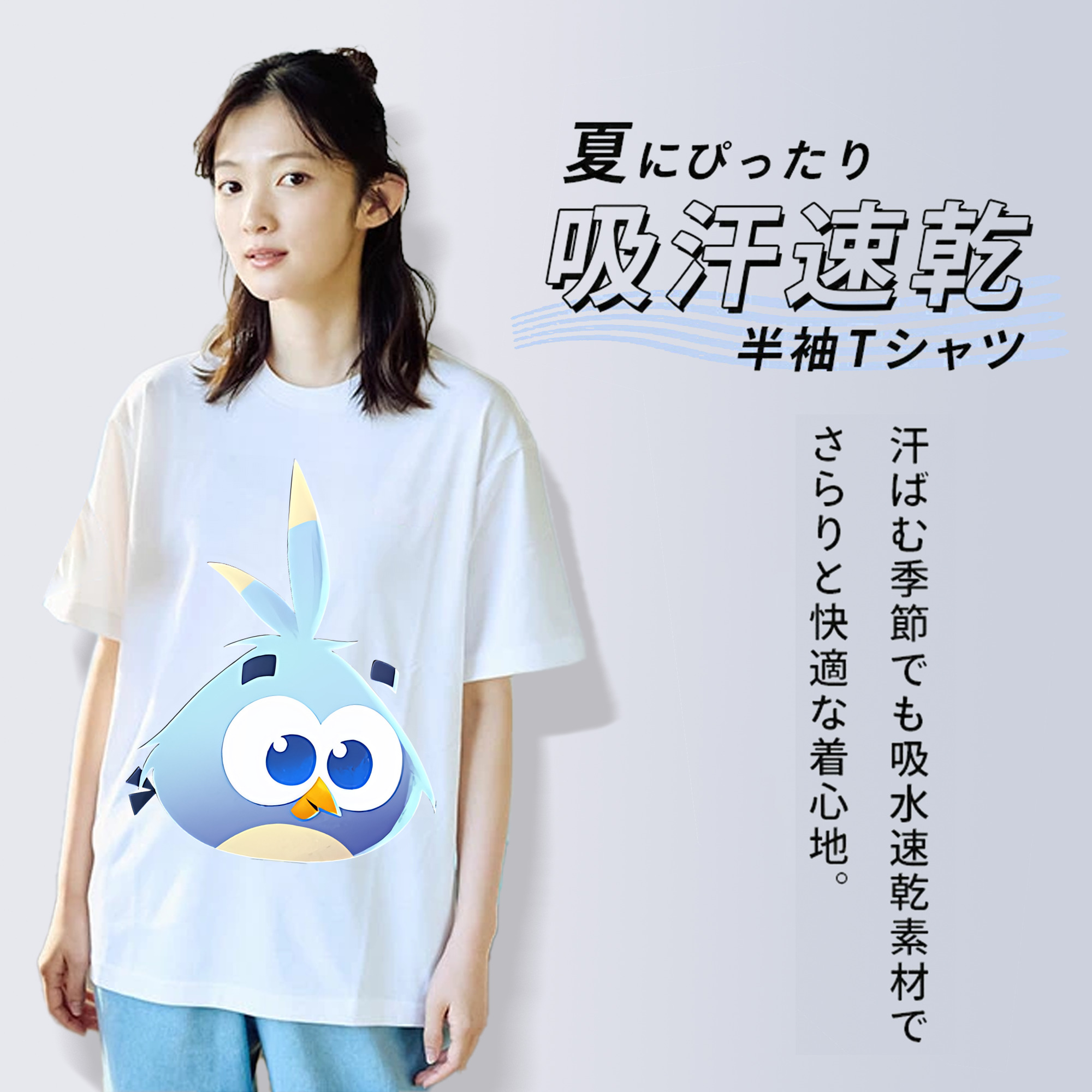 Angry Birds アングリーバード レディースカジュアルプリントTシャツ（綿100％）