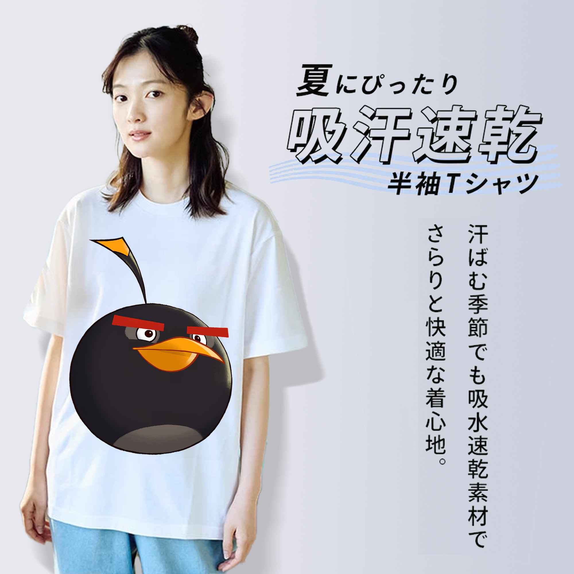 Angry Birds アングリーバード レディースカジュアルプリントTシャツ（綿100％）