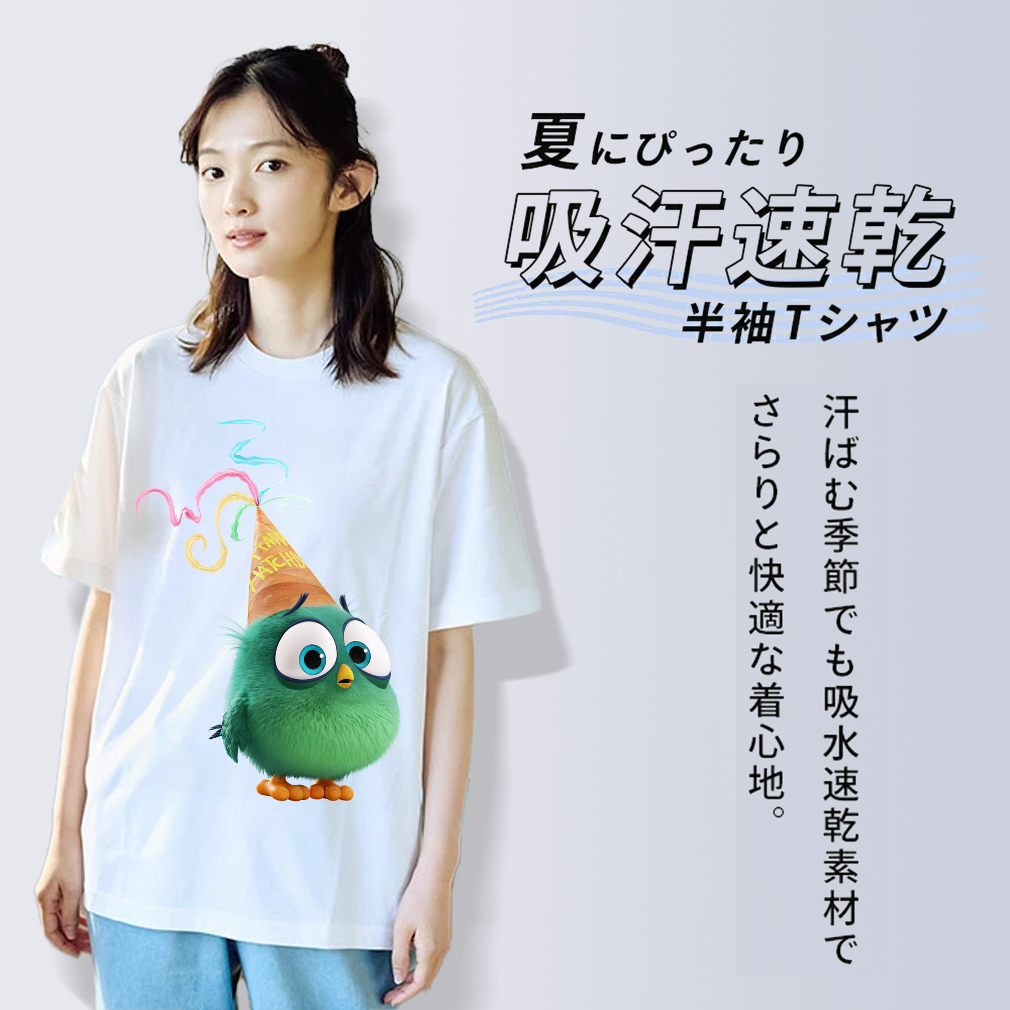 Angry Birds アングリーバード レディースカジュアルプリントTシャツ（綿100％）