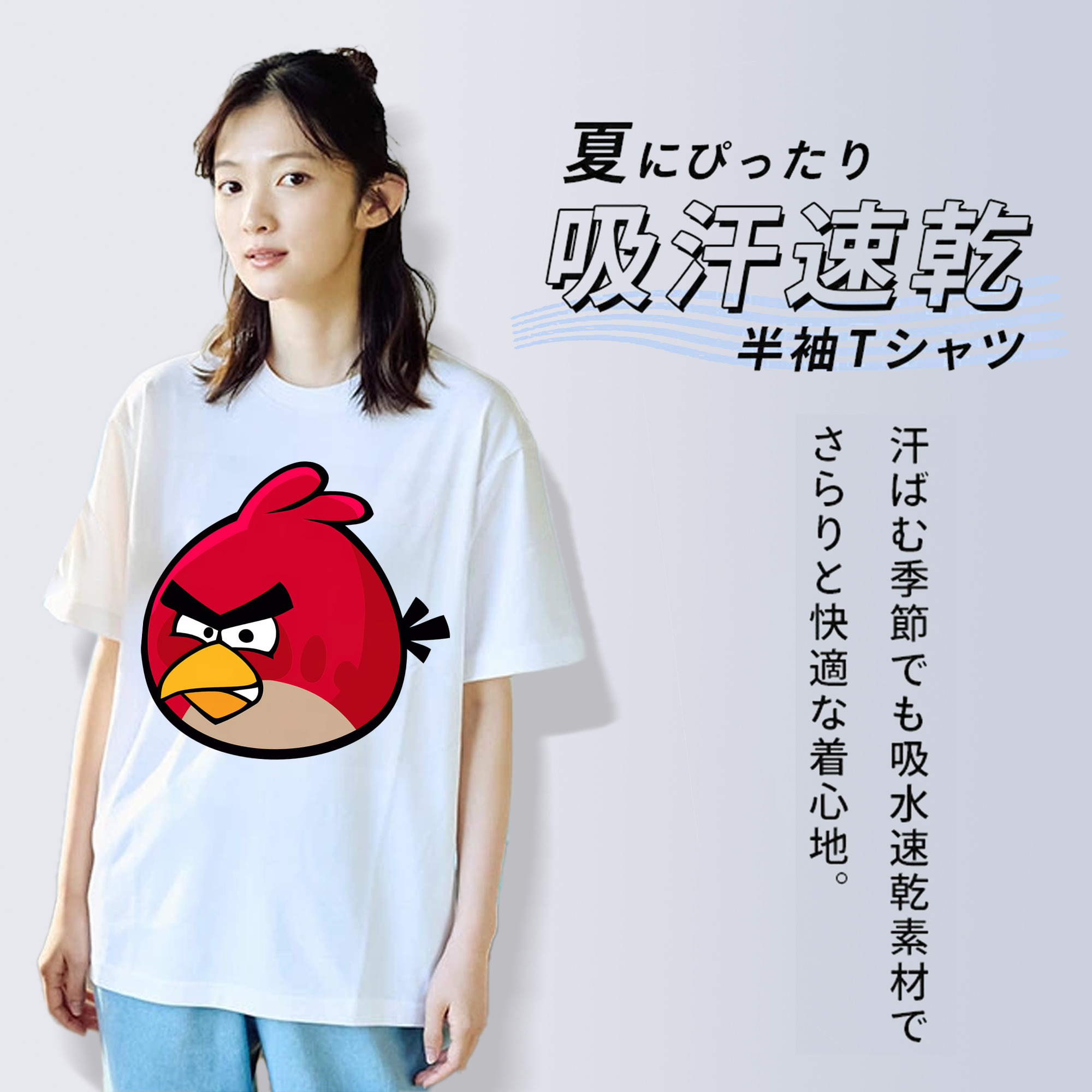 Angry Birds アングリーバード レディースカジュアルプリントTシャツ（綿100％）